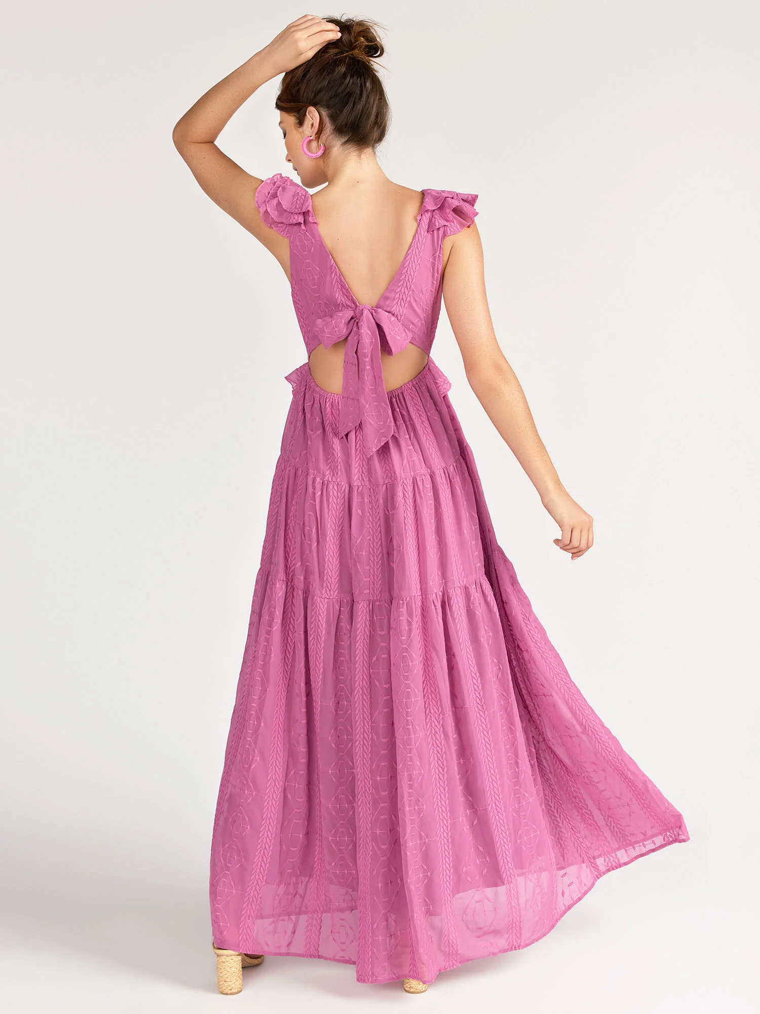 Audrea Ruffle Embroidered Chiffon Maxi Dress - Brands We Love - Image 7