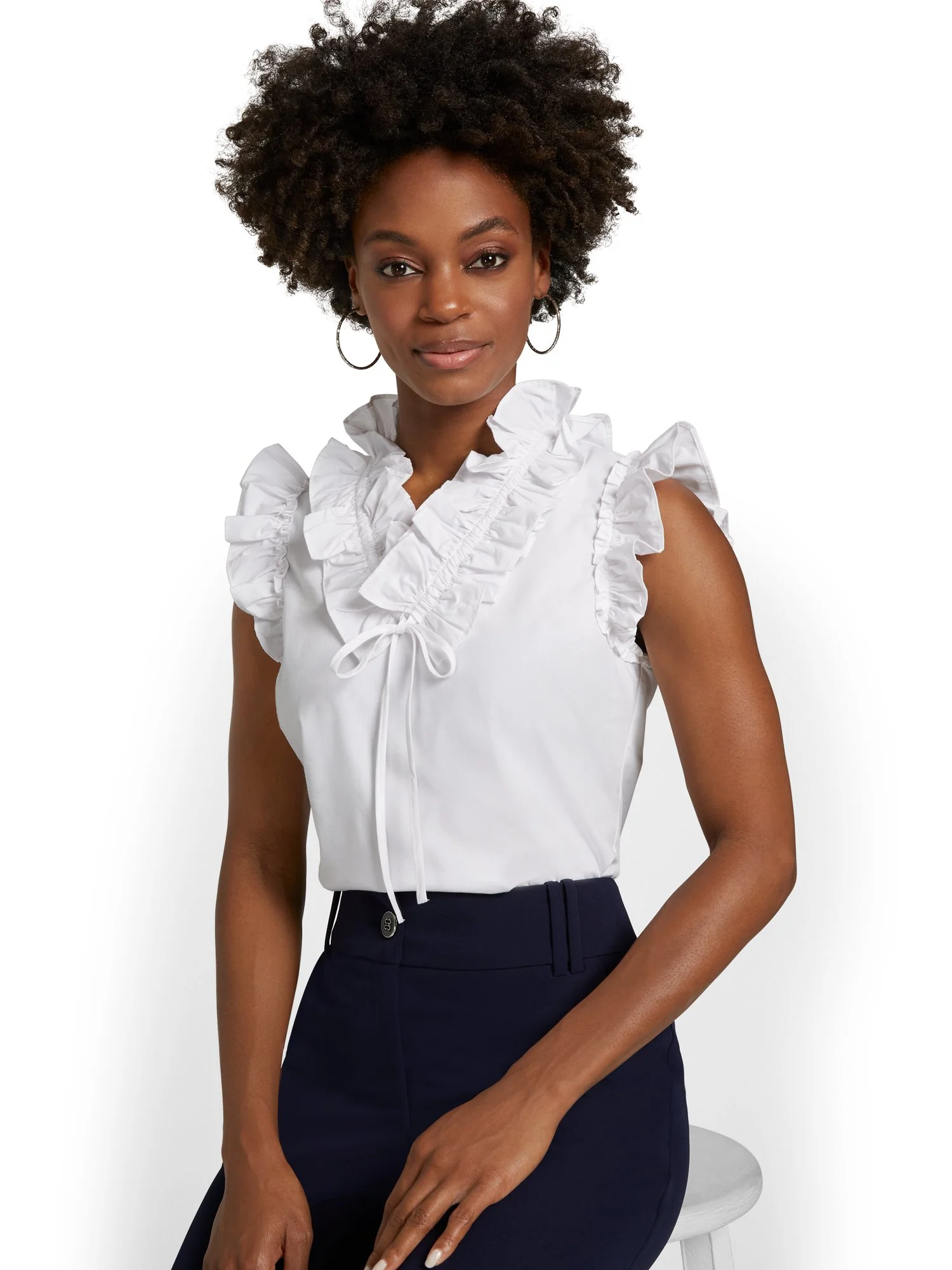Ruffle-Front Poplin Top - Image 2
