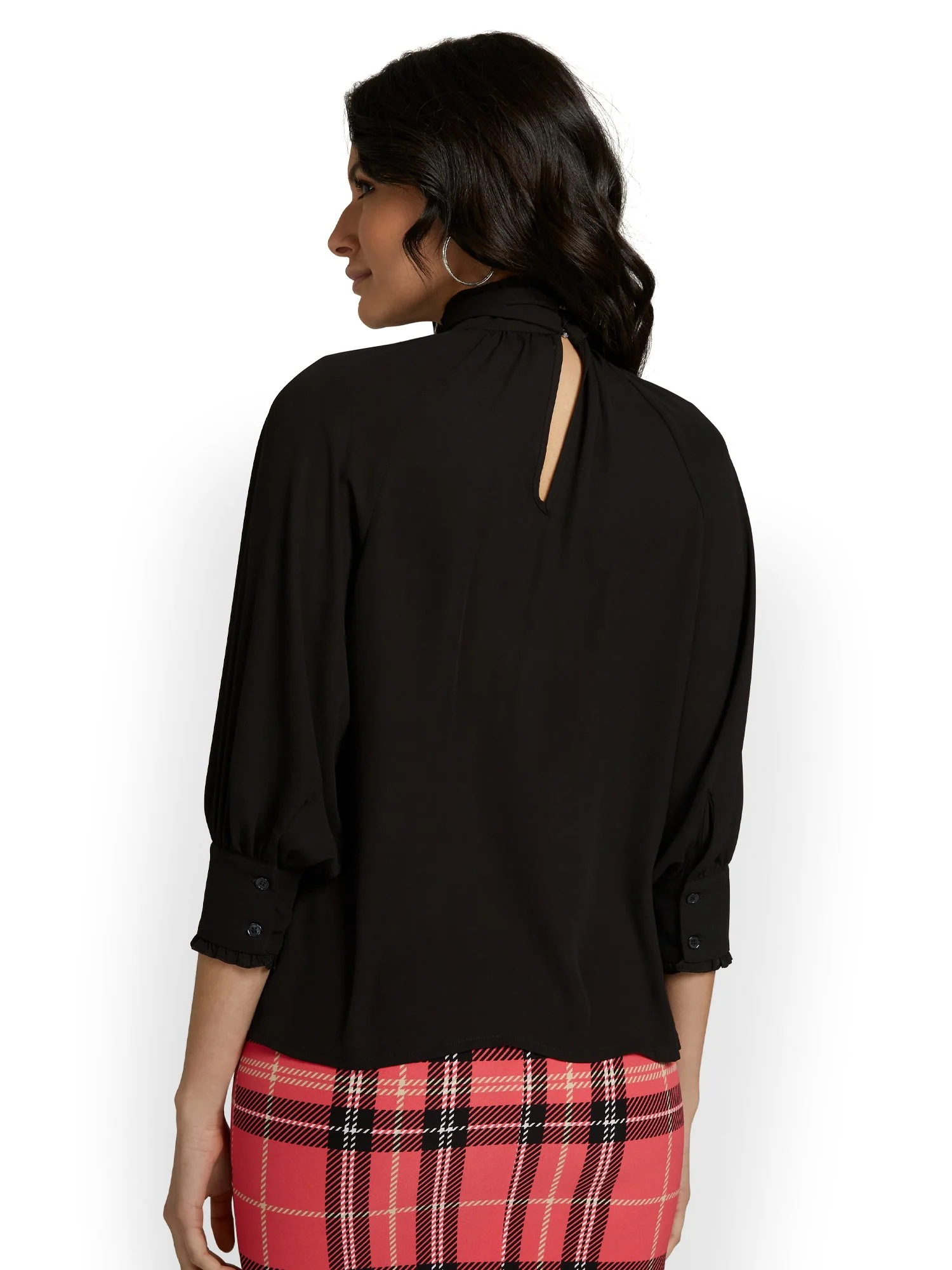 Ruffle-Neck Bow Blouse - Image 3