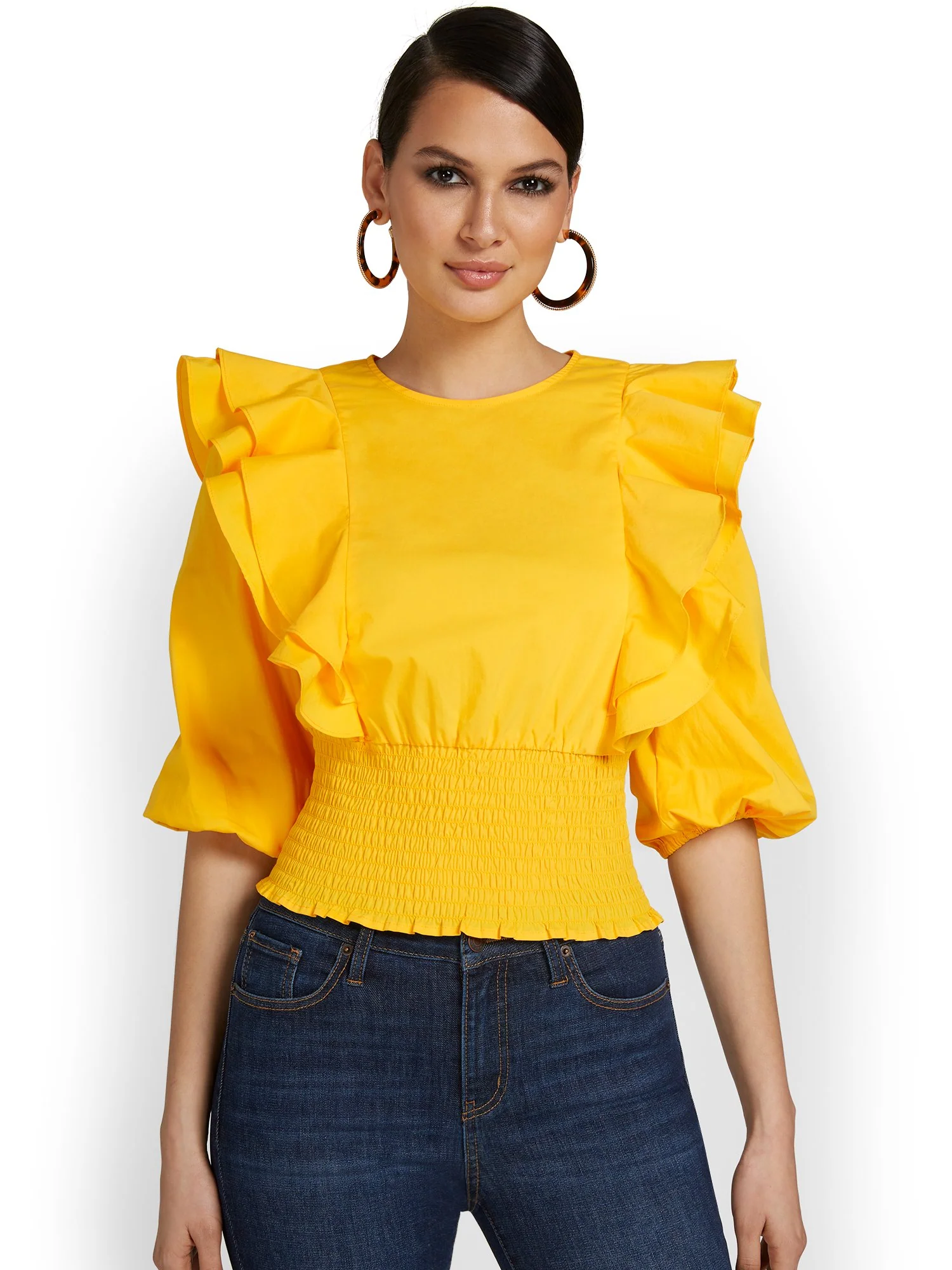Ruffle Open-Back Poplin Blouse - Lily & Cali - Image 5