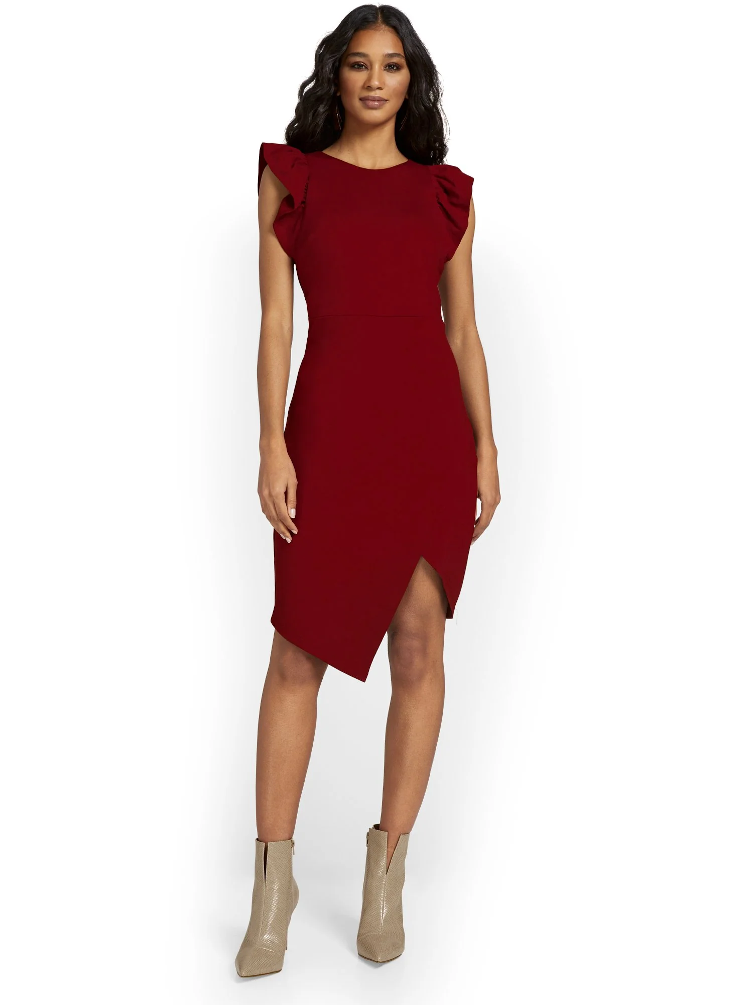 Lena Ruffle-Sleeve Asymmetric-Hem Dress - Brands We Love - Image 9