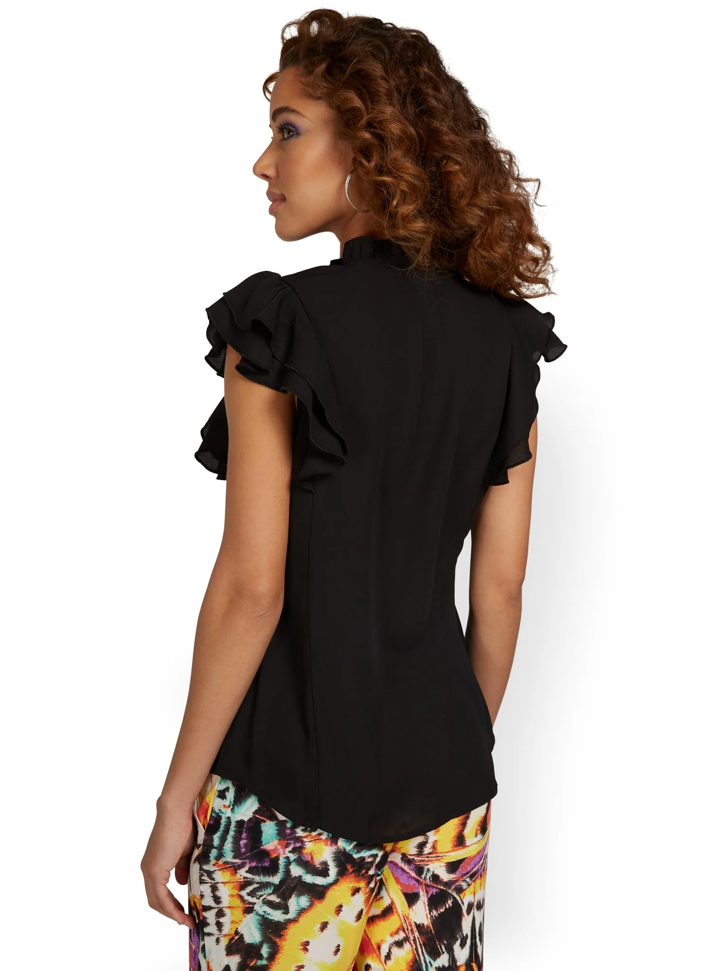 Ruffle-Sleeve Button-Front Blouse - Image 3