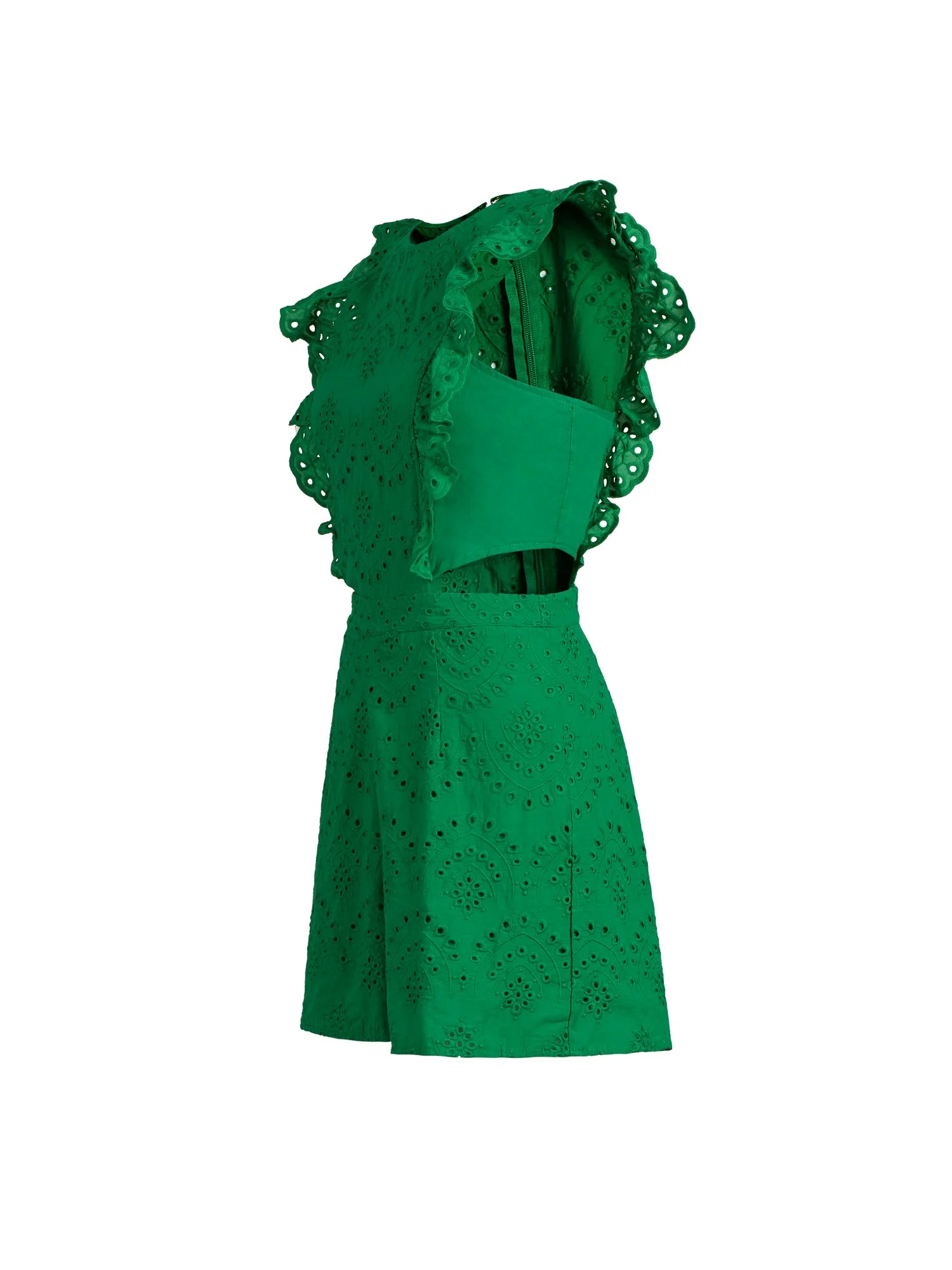 Ruffle-Sleeve Eyelet Cotton Romper - Image 10