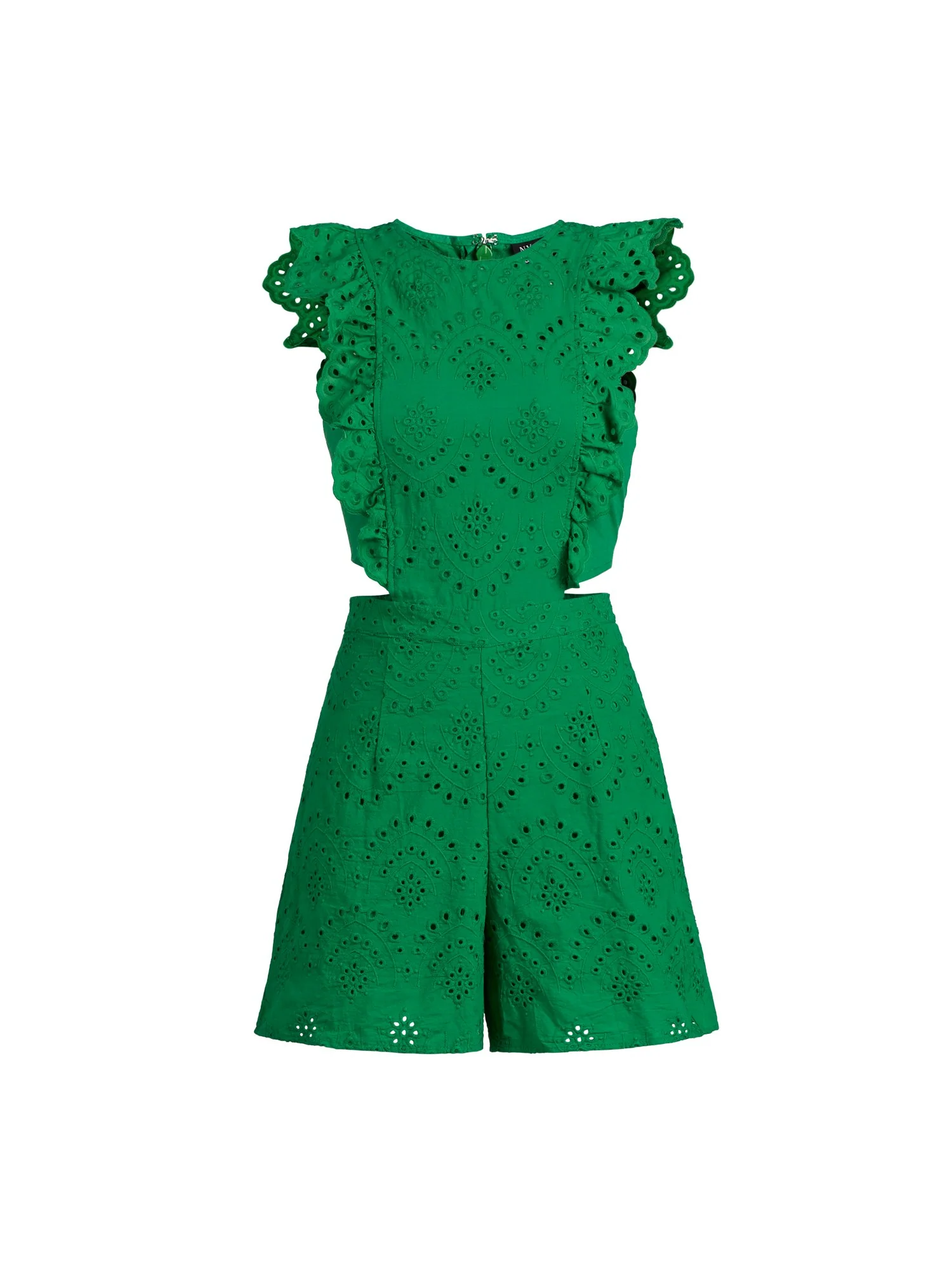 Ruffle-Sleeve Eyelet Cotton Romper - Image 9