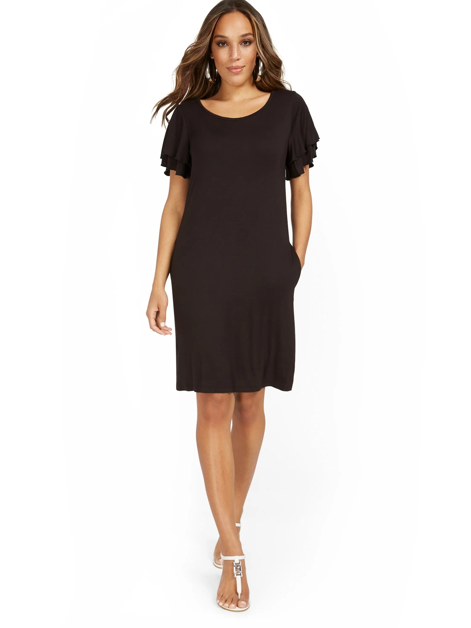 Ruffle-Sleeve Knit Dress - Image 2