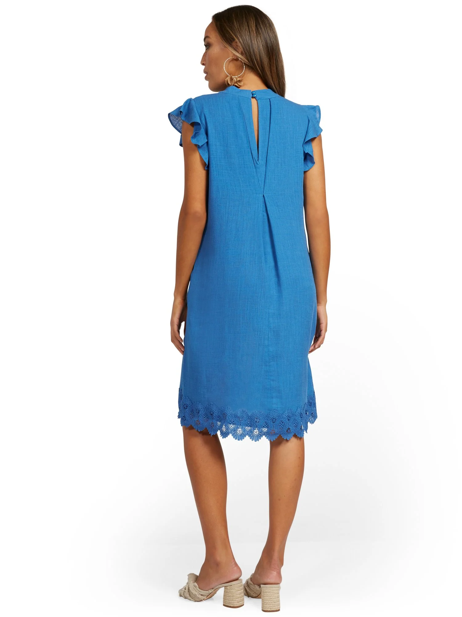 Ruffle-Sleeve Linen-Blend Dress - Image 3