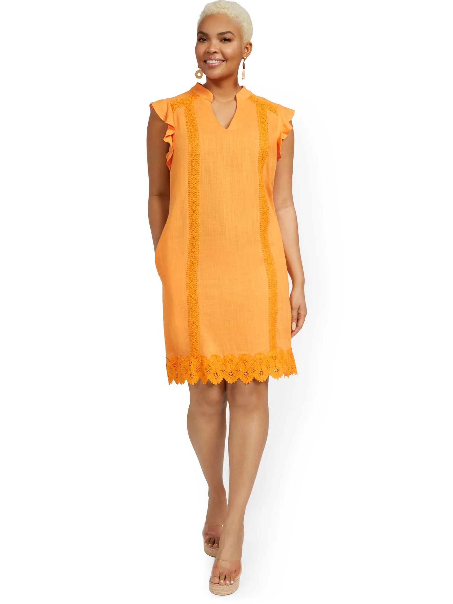 Ruffle-Sleeve Linen-Blend Dress - Image 6