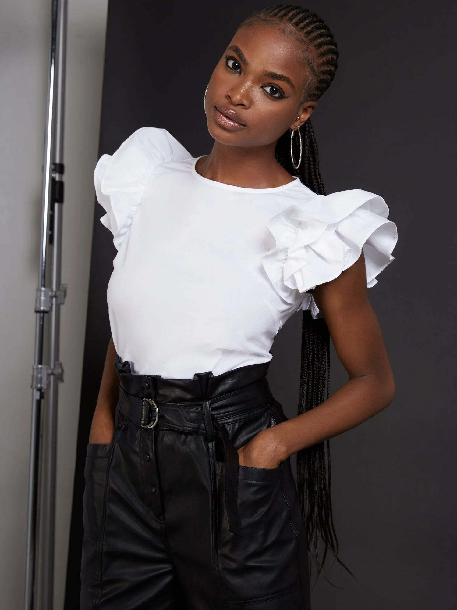 Ruffle Sleeve Poplin Top - Image 5