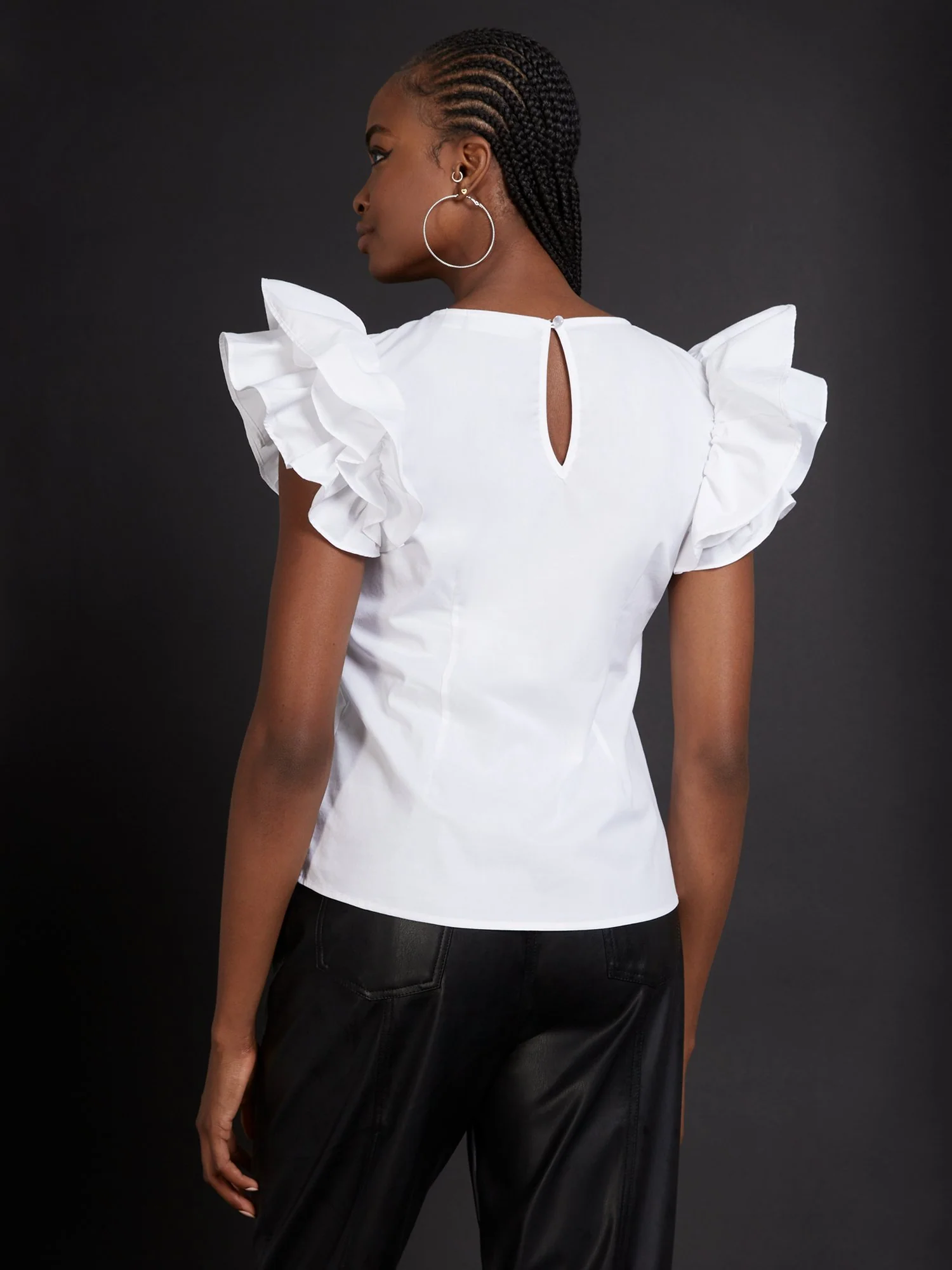 Ruffle Sleeve Poplin Top - Image 6