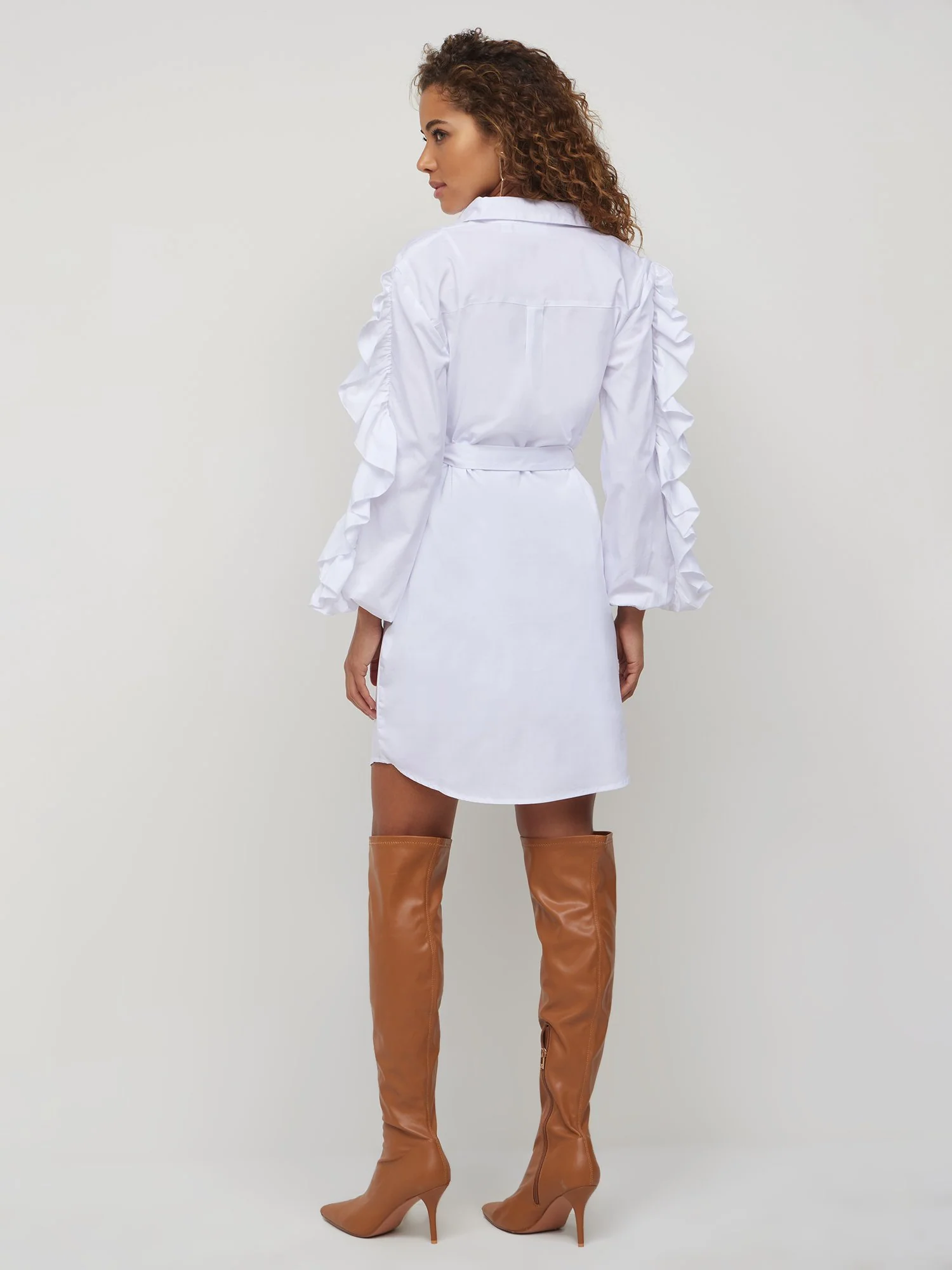 Ruffle-Sleeve Shirtdress - Image 2