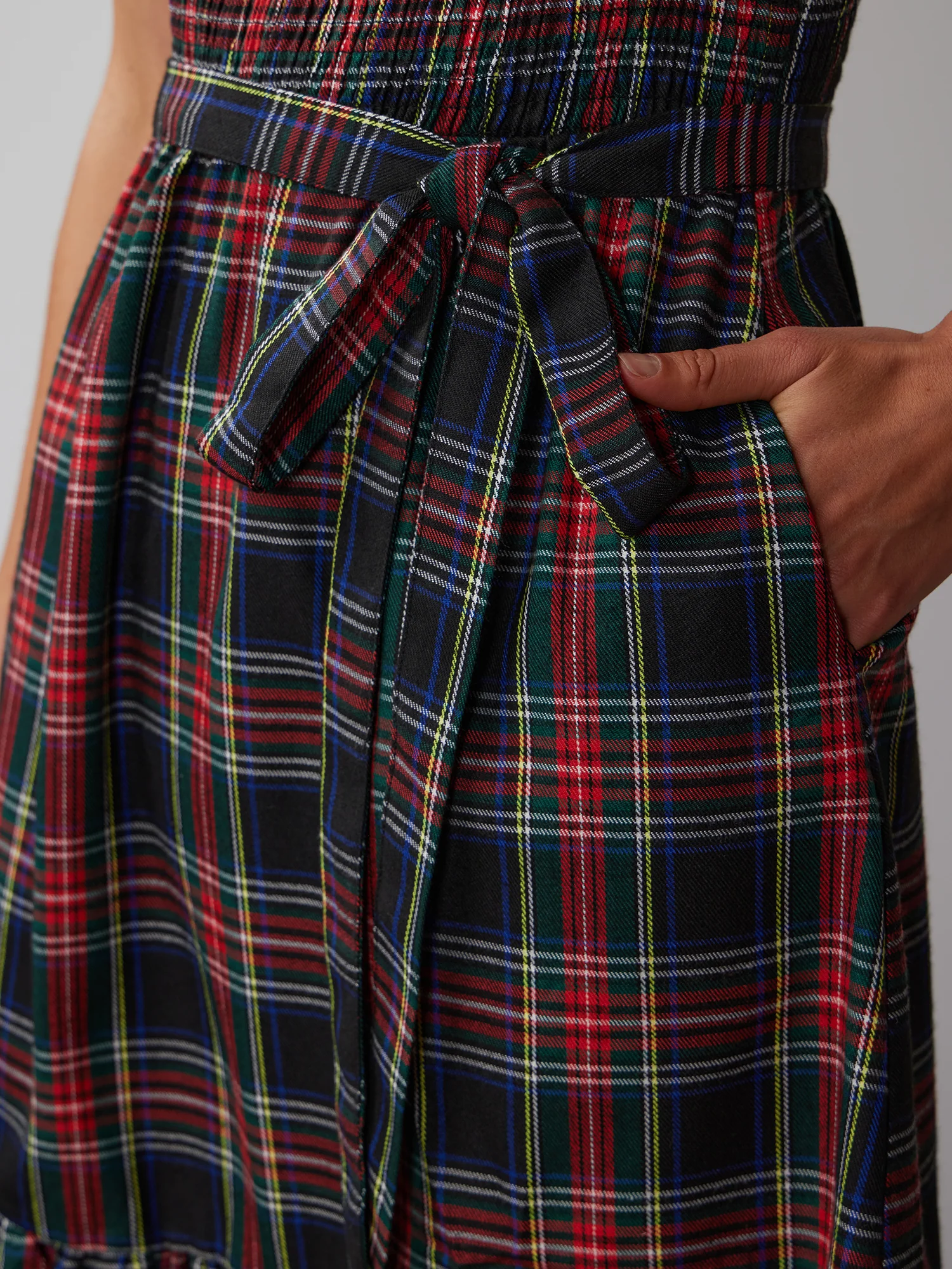 Ruffle Sleeve Tartan Smocked Dress - Image 4