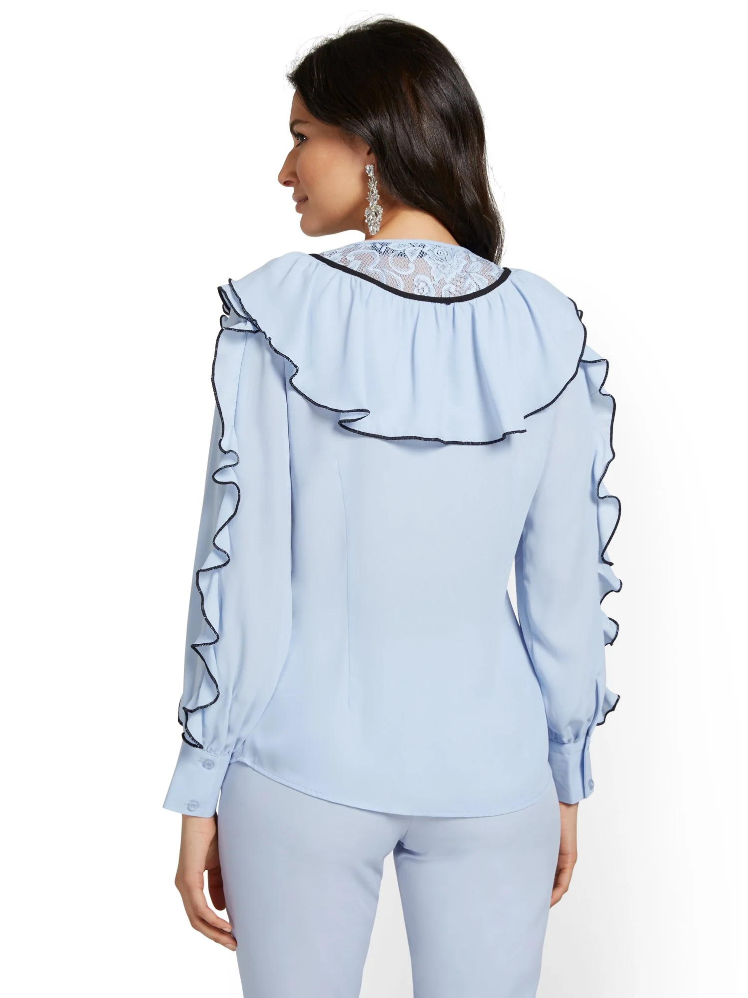 Ruffle-Trim Tie-Front Blouse - Image 3