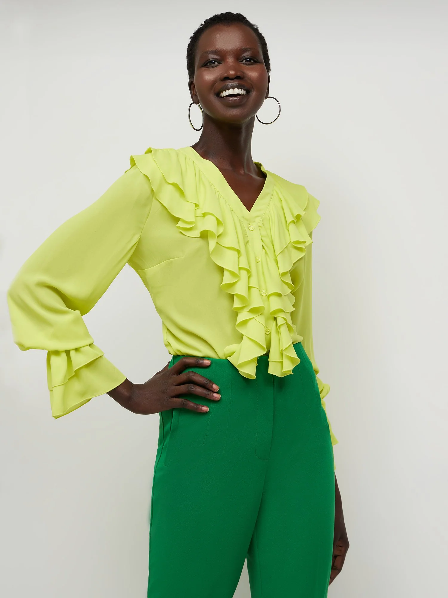 Ruffle V-Neck Blouse - Image 3