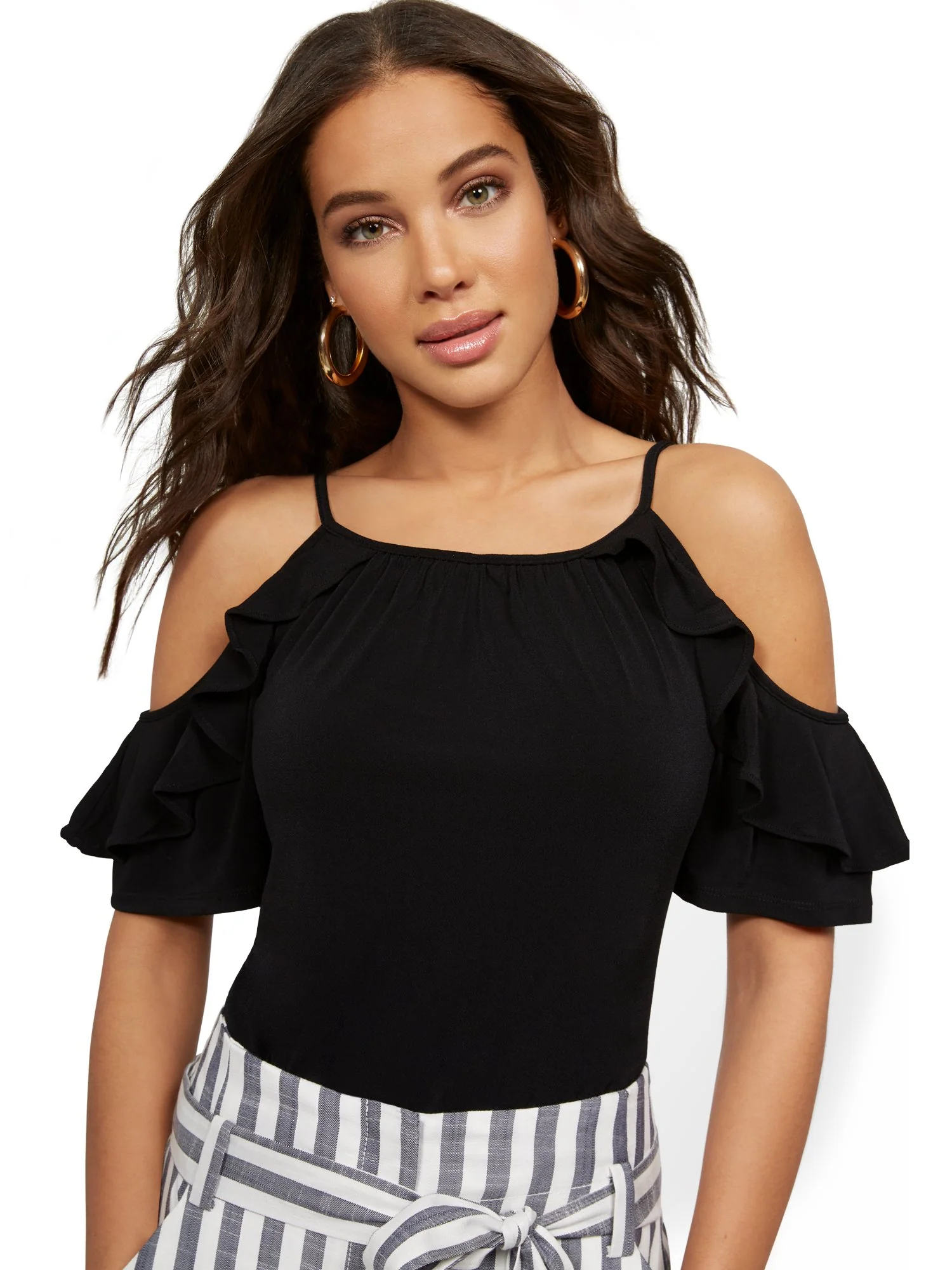 Ruffled Cold-Shoulder Top - 7th Avenue - Image 2
