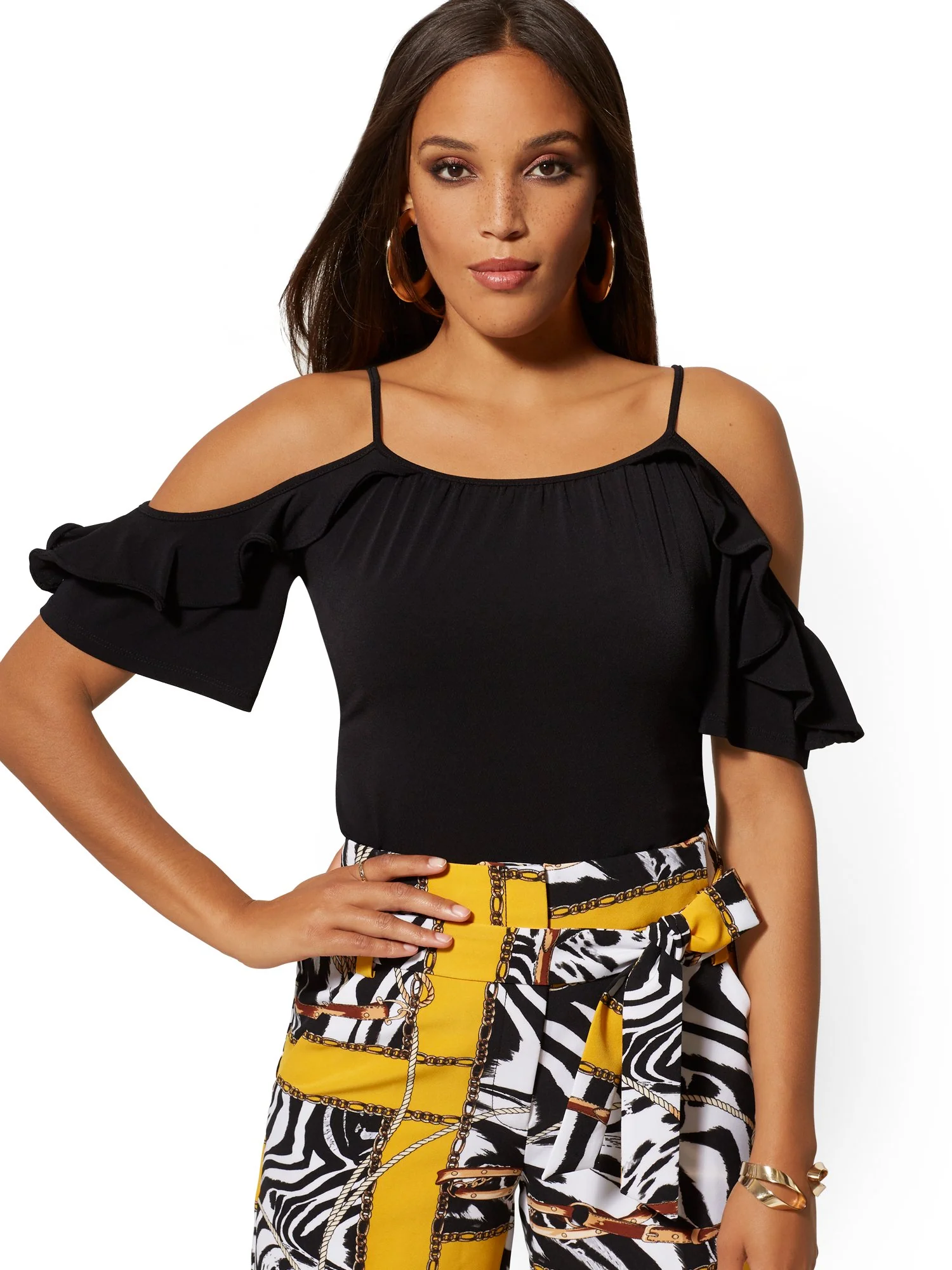 Ruffled Cold-Shoulder Top - 7th Avenue - Image 2