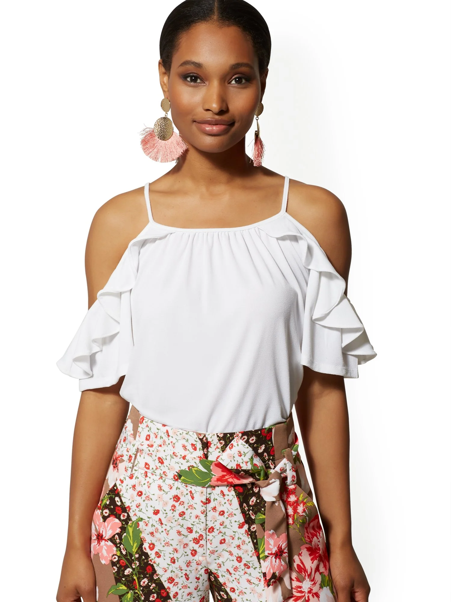 Ruffled Cold-Shoulder Top - 7th Avenue - Image 4