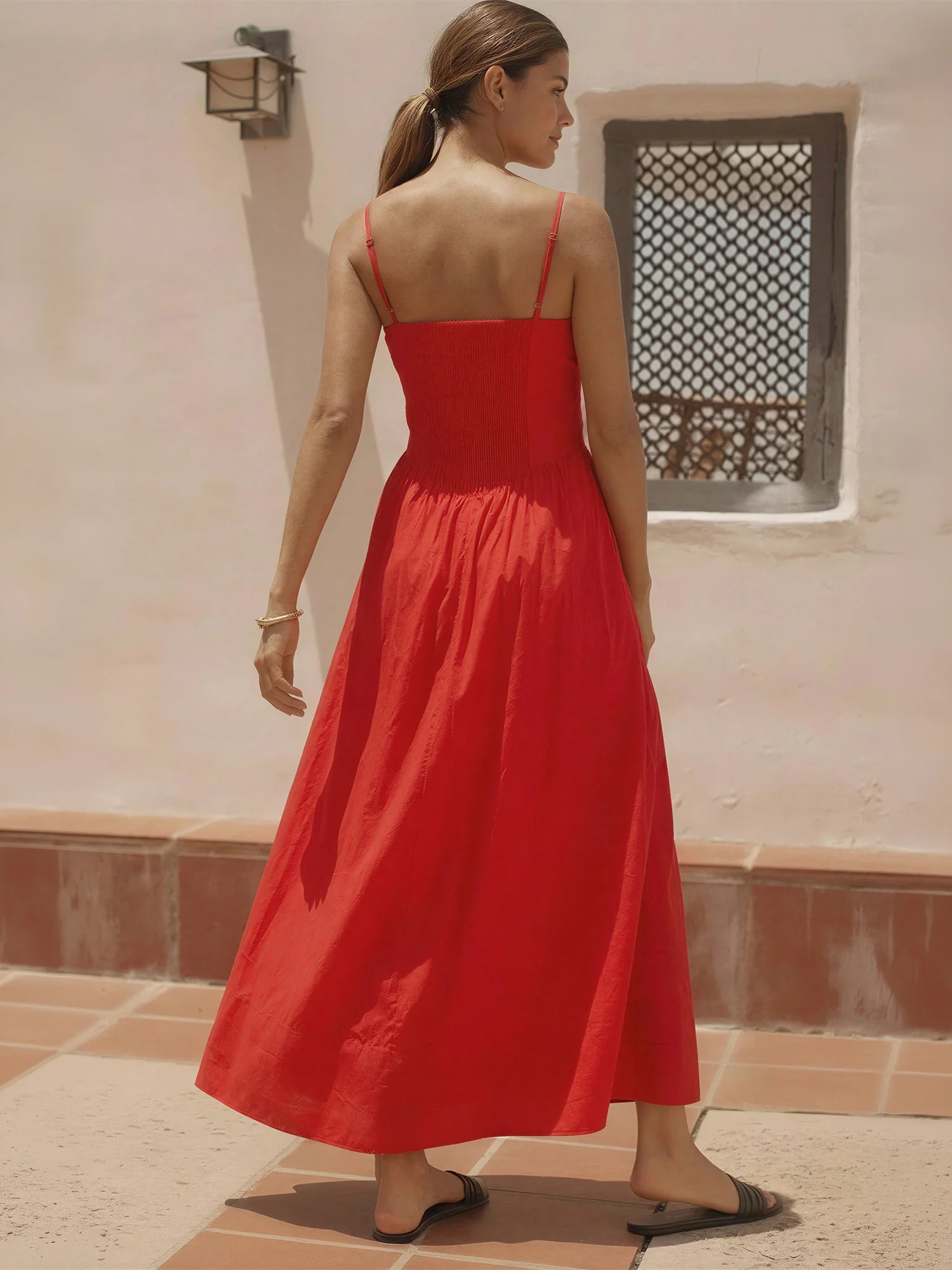Ruffled Edge Spaghetti Strap A-Line Maxi Dress - Image 4