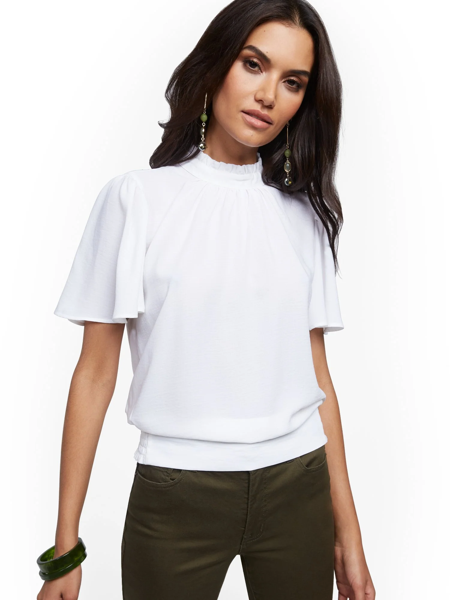 Ruffled Flutter-Sleeve Top - Image 2