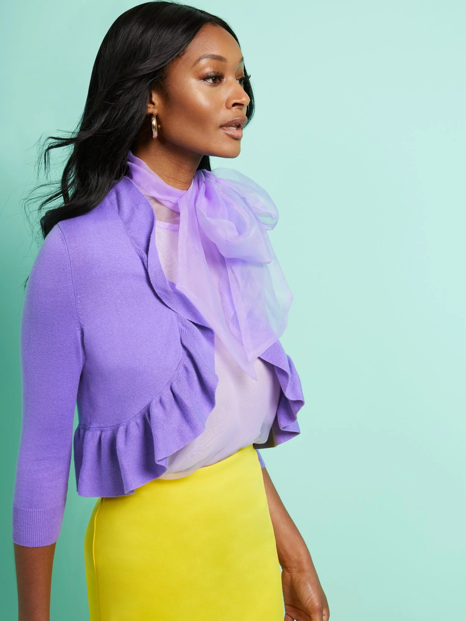 Ruffled Open-Front Cardigan - 7th Avenue - Image 6