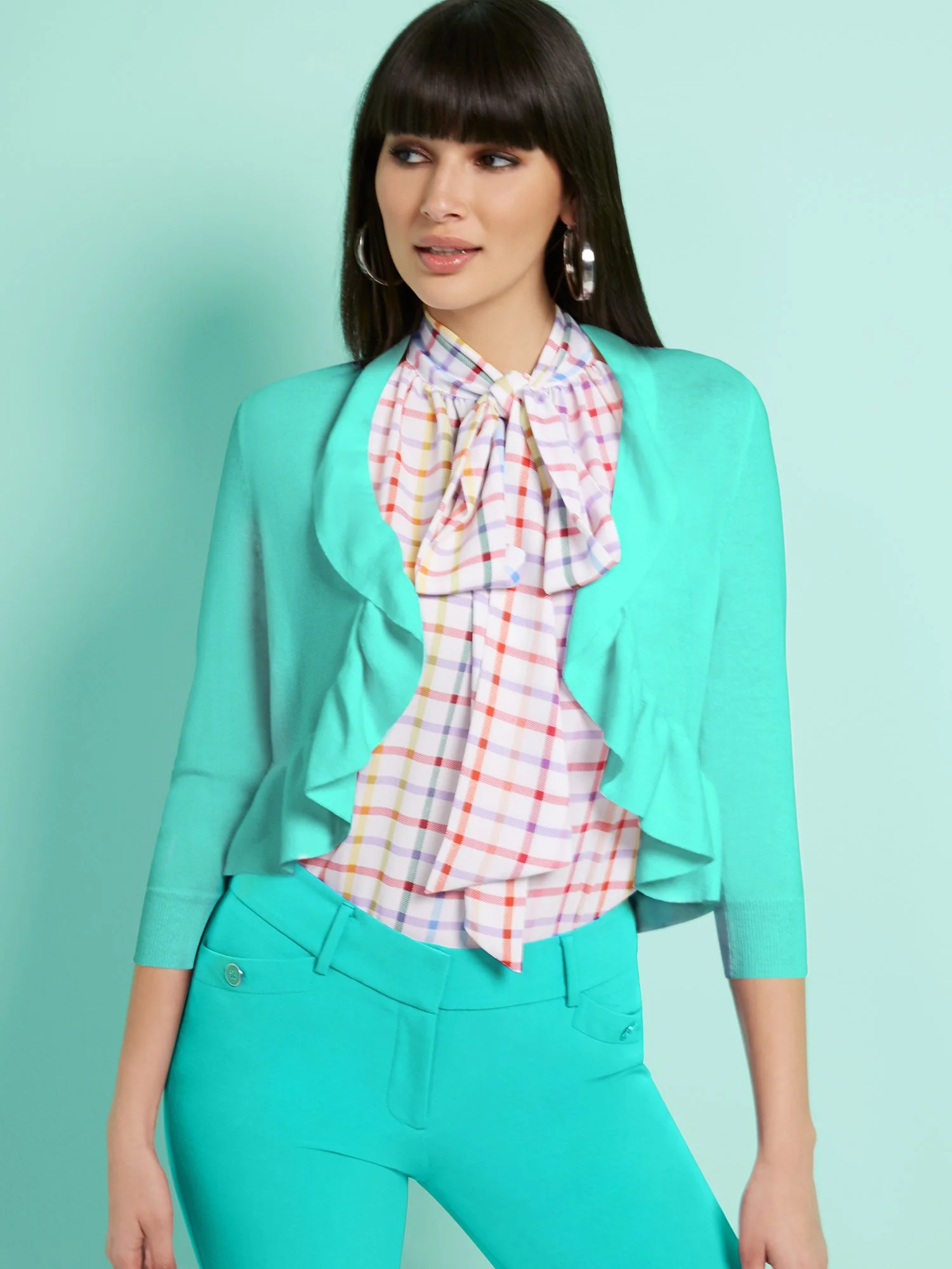 Ruffled Open-Front Cardigan - 7th Avenue - Image 8