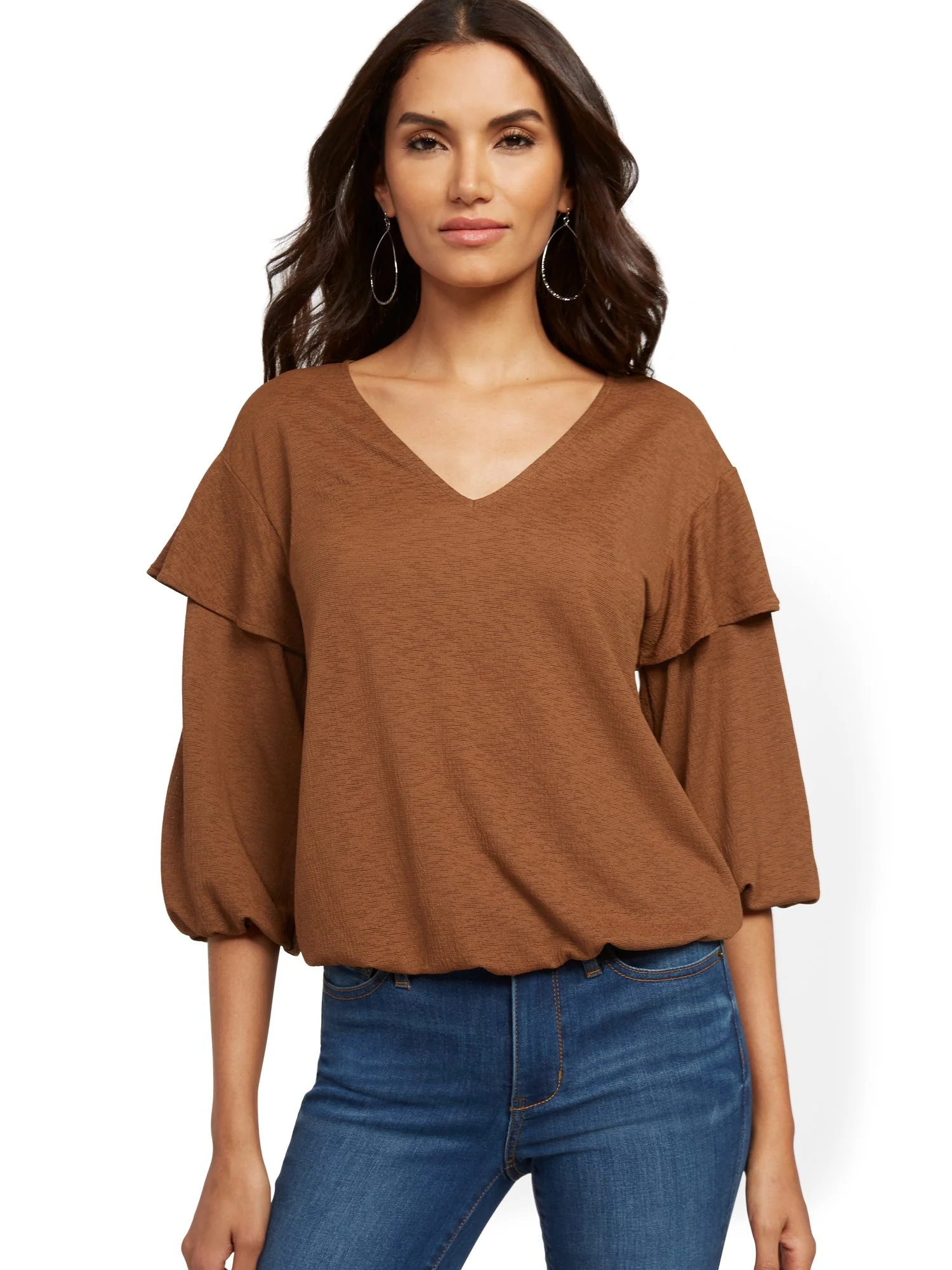 Ruffled V-Neck Top - Image 2
