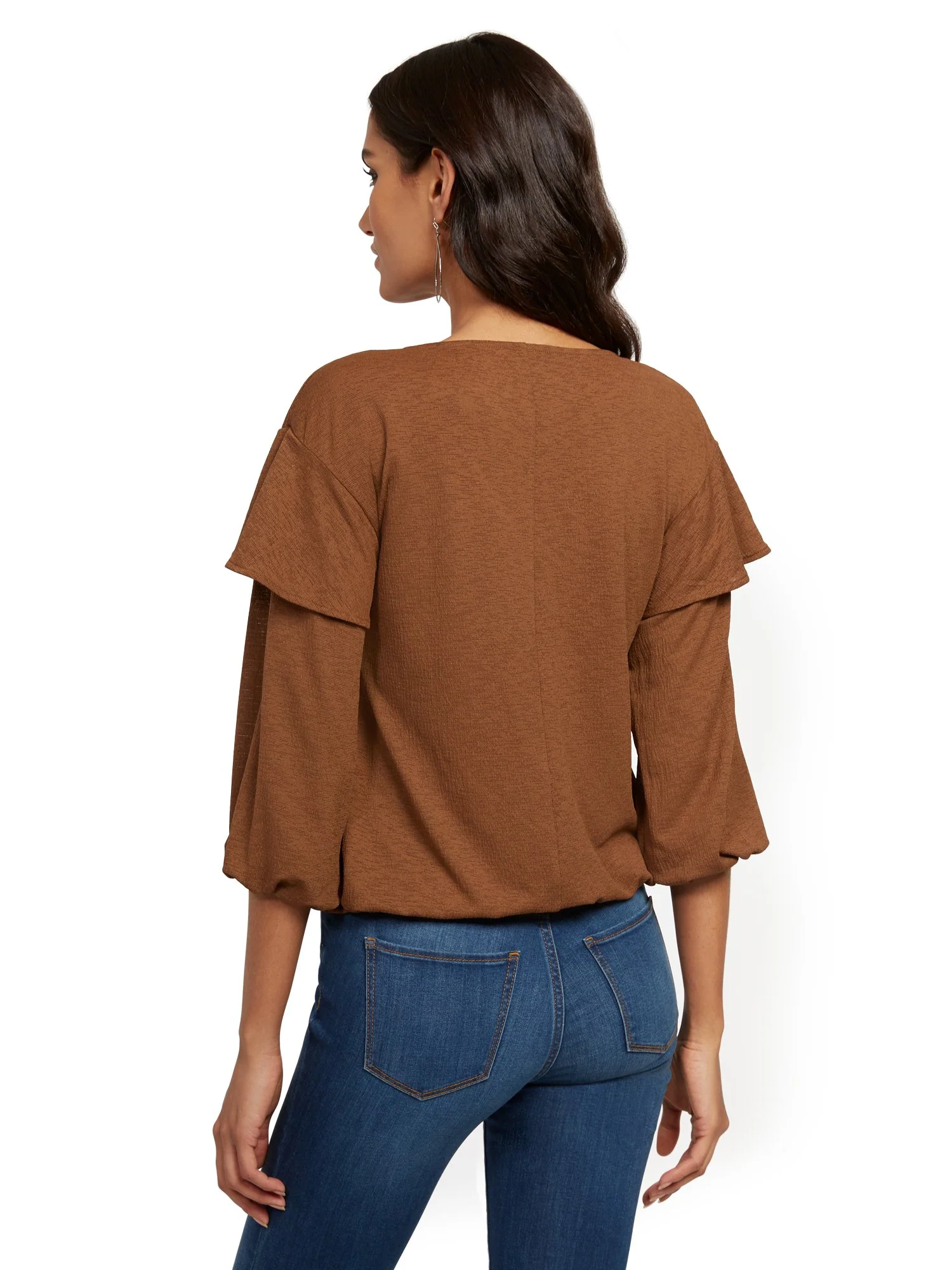 Ruffled V-Neck Top - Image 3