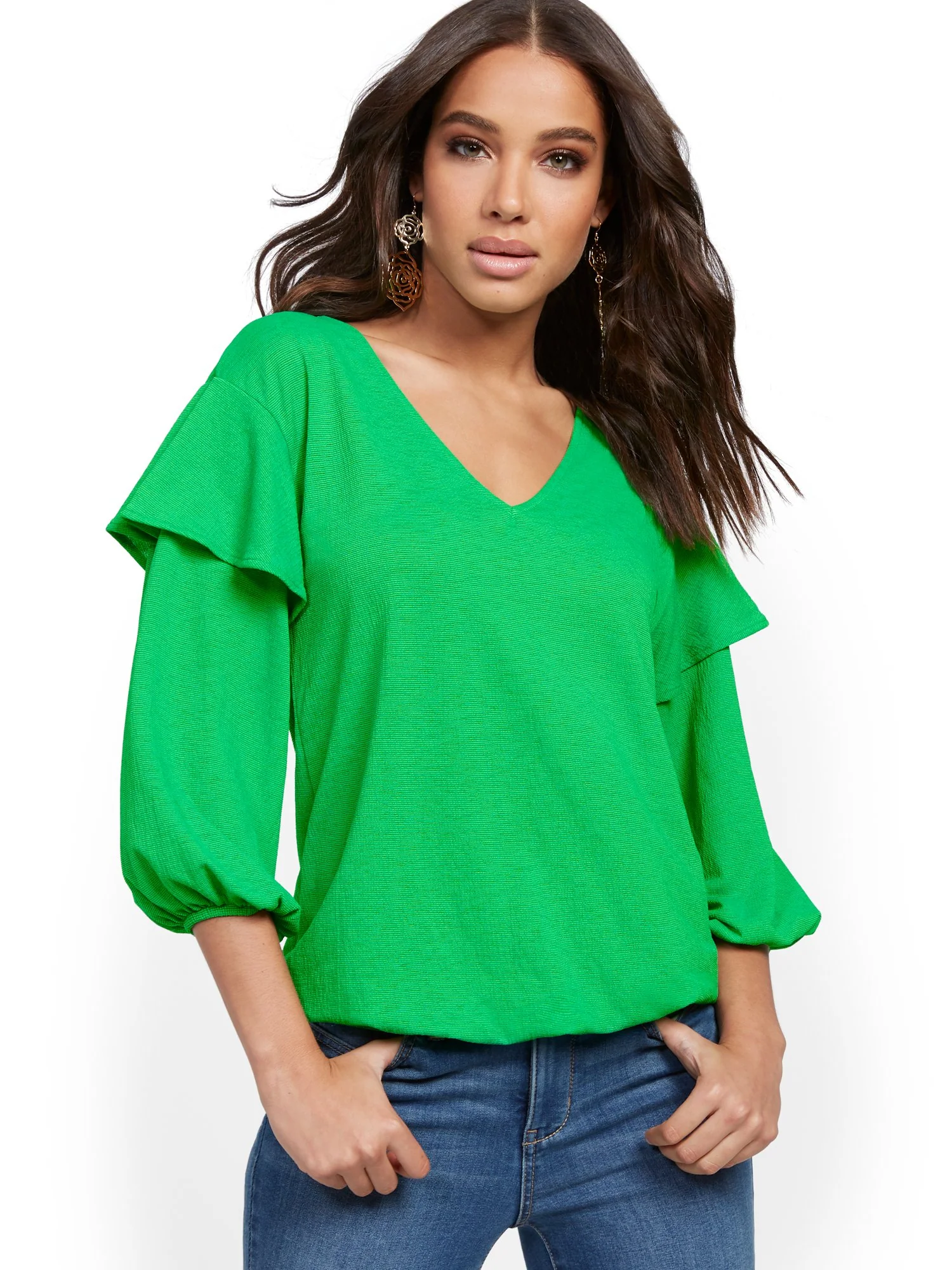 Ruffled V-Neck Top - Image 6