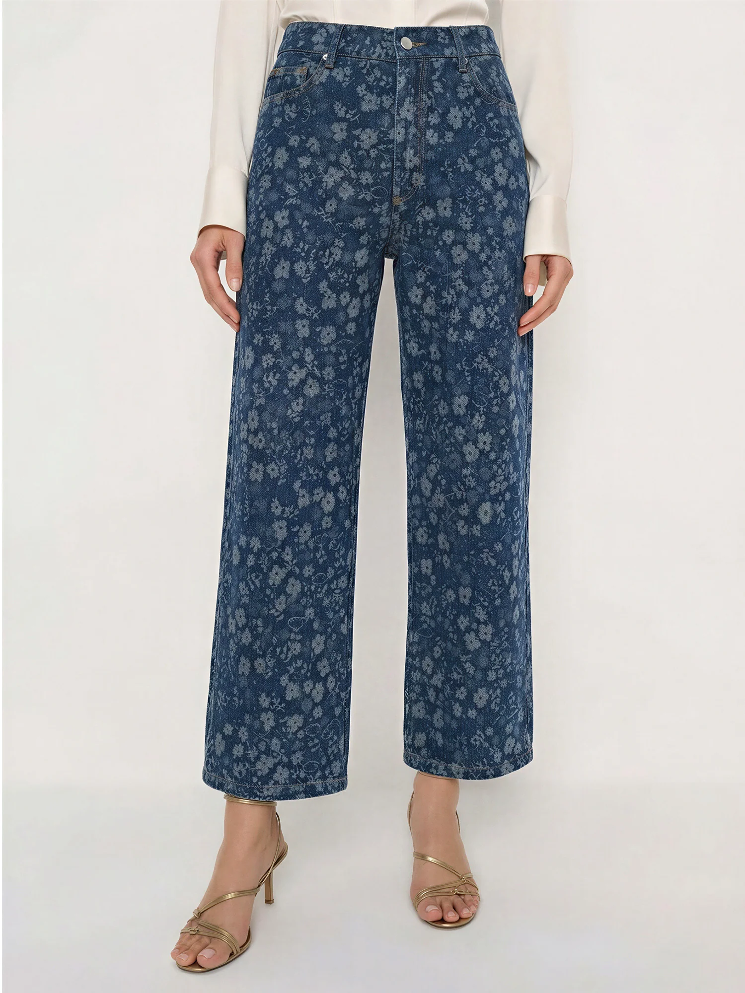 Ryan Floral Wide Leg Ankle Denim Jeans - Image 3