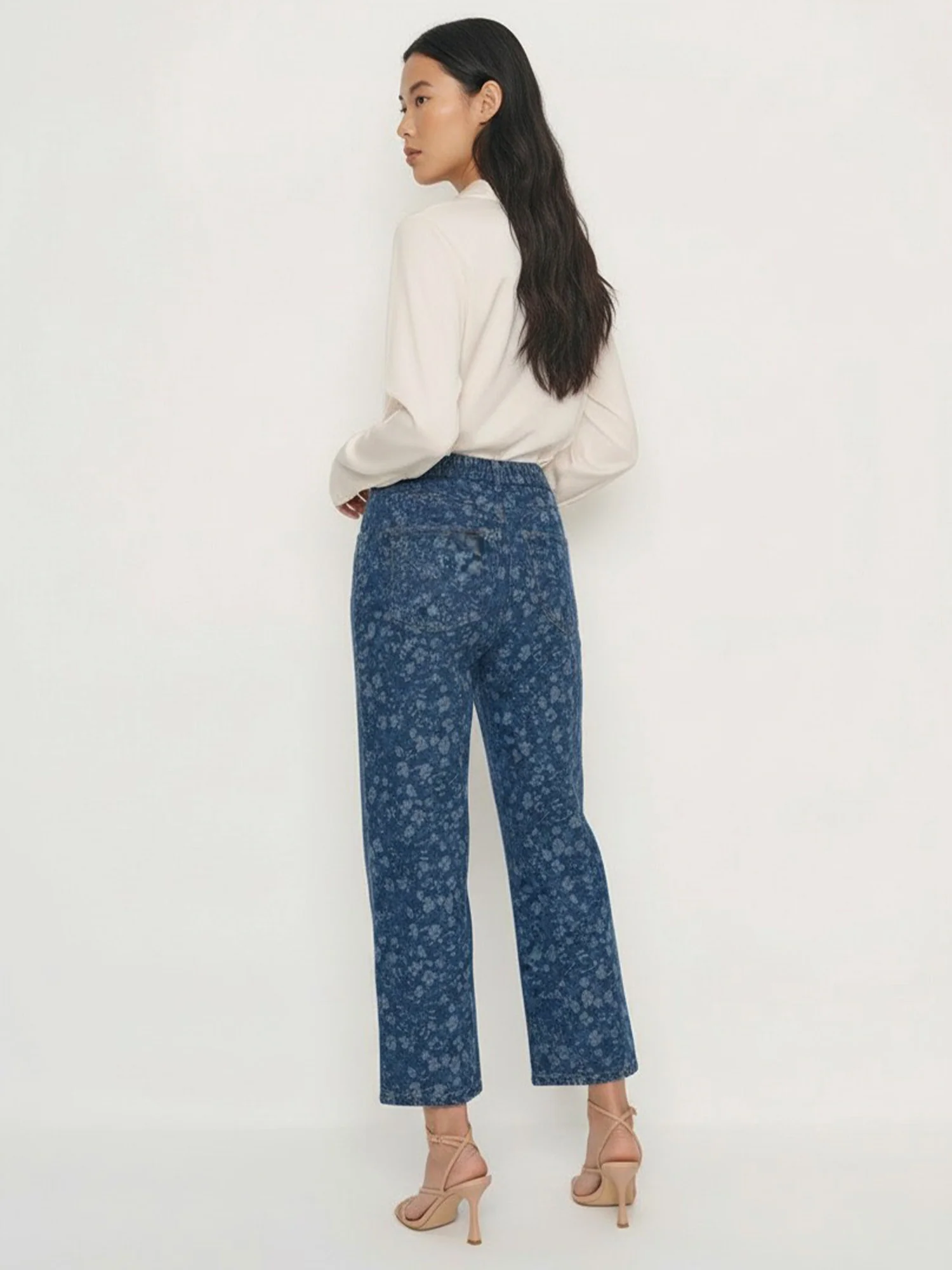 Ryan Floral Wide Leg Ankle Denim Jeans - Image 4