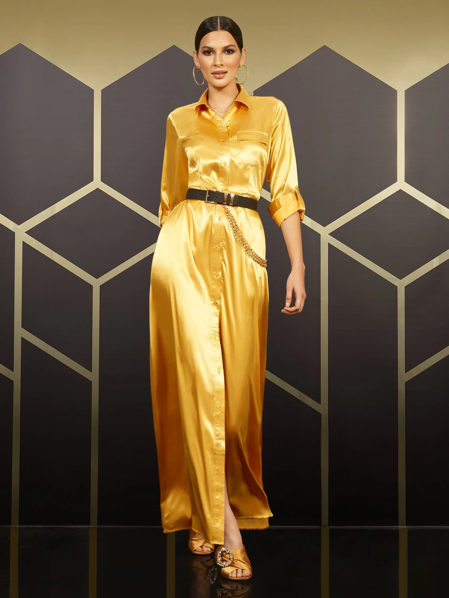 Sateen Maxi Shirtdress - Image 2