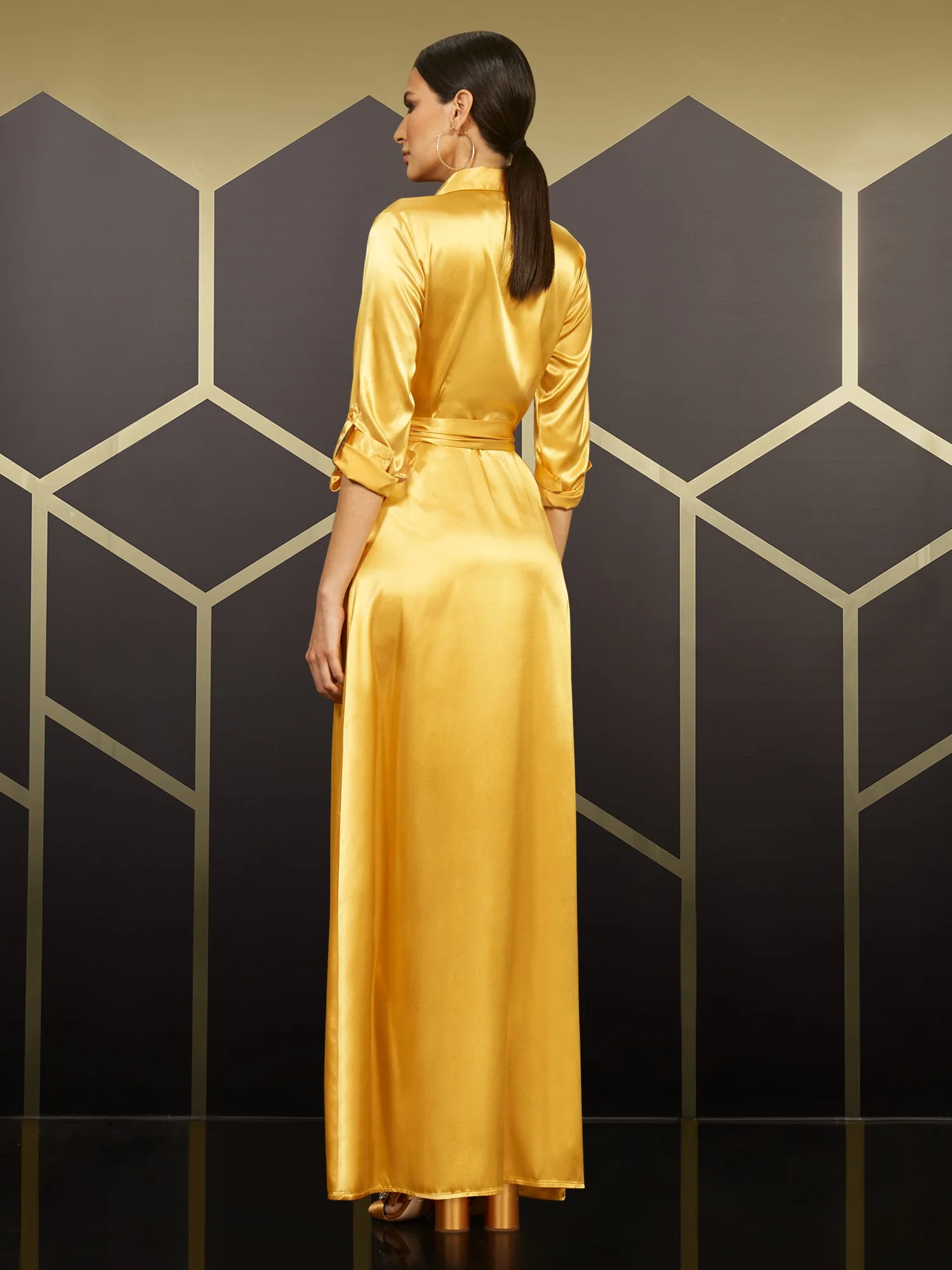 Sateen Maxi Shirtdress - Image 3