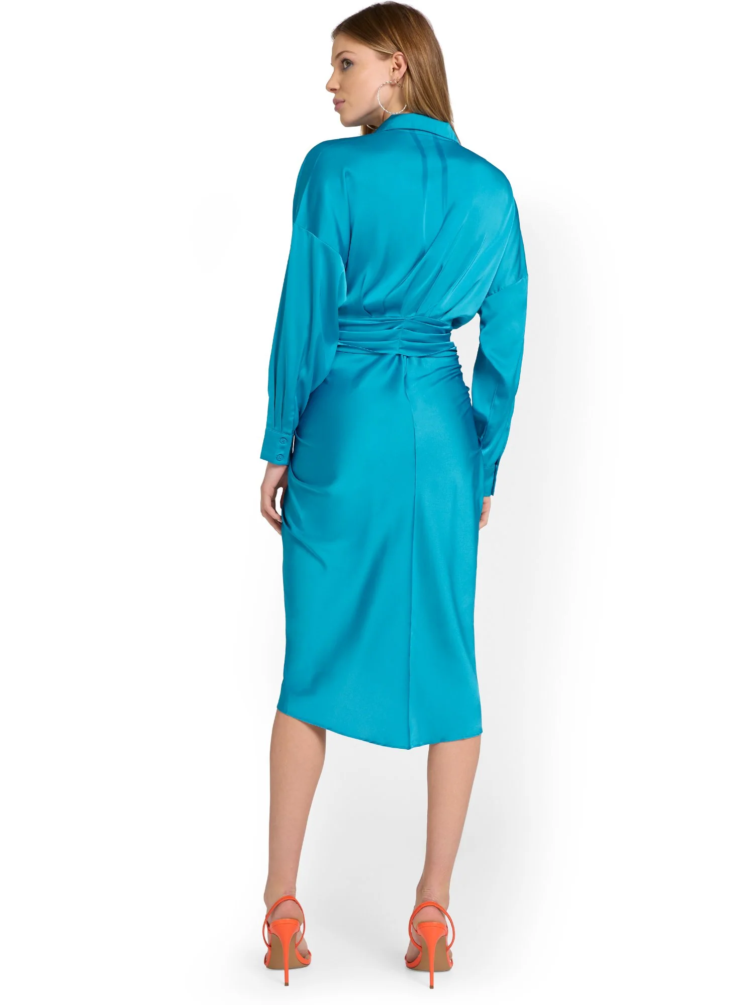 Do+Be Satin Blue Shirred Shirtdress - Brands We Love - Image 3