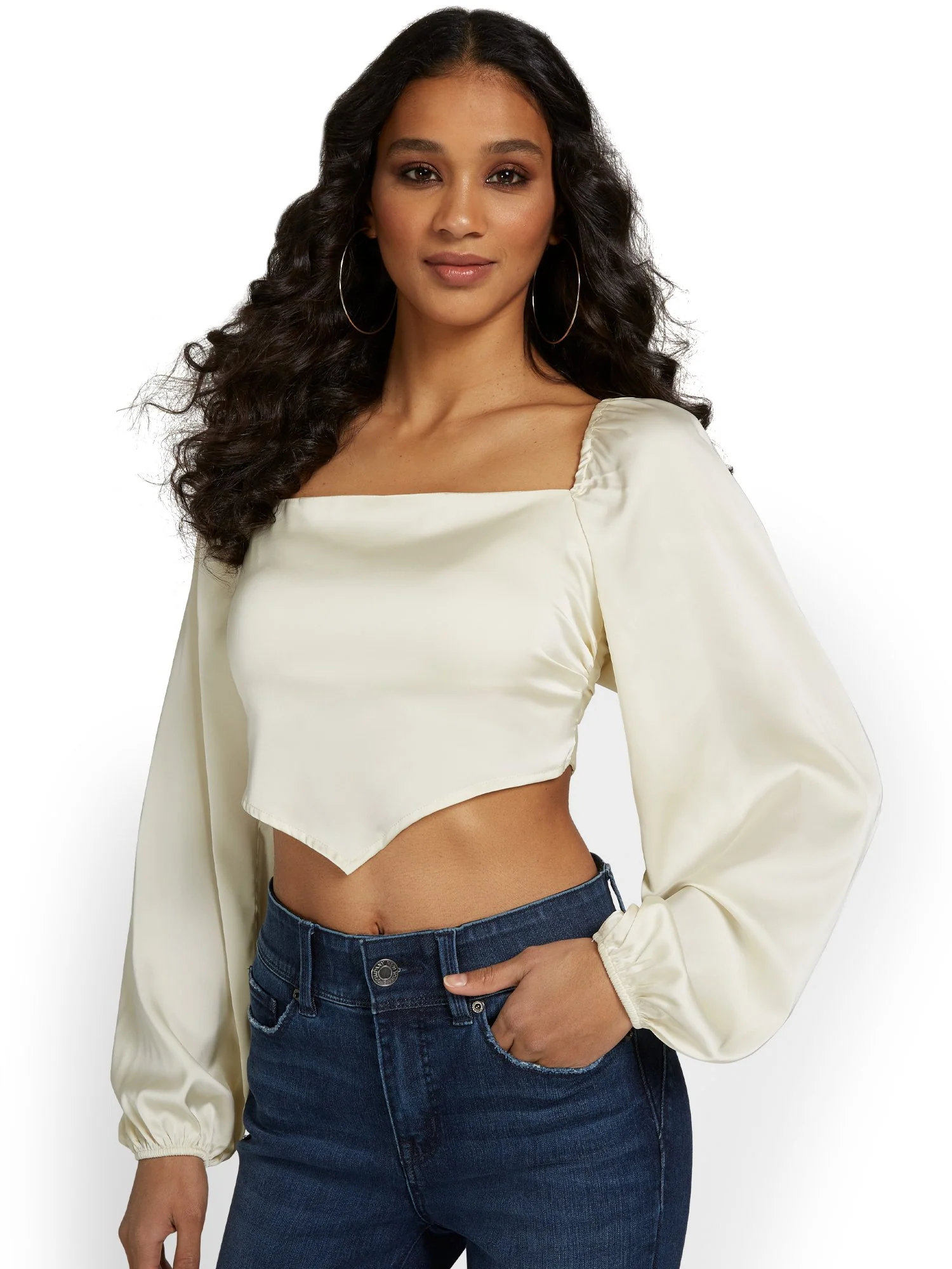 Emory Park Satin V-Front Blouse - Brands We Love - Image 5