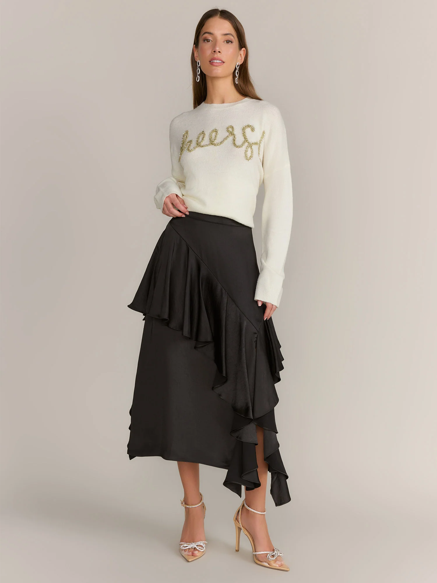 Endless Rose Satin Waterfall Midi Skirt - Brands We Love - Image 2