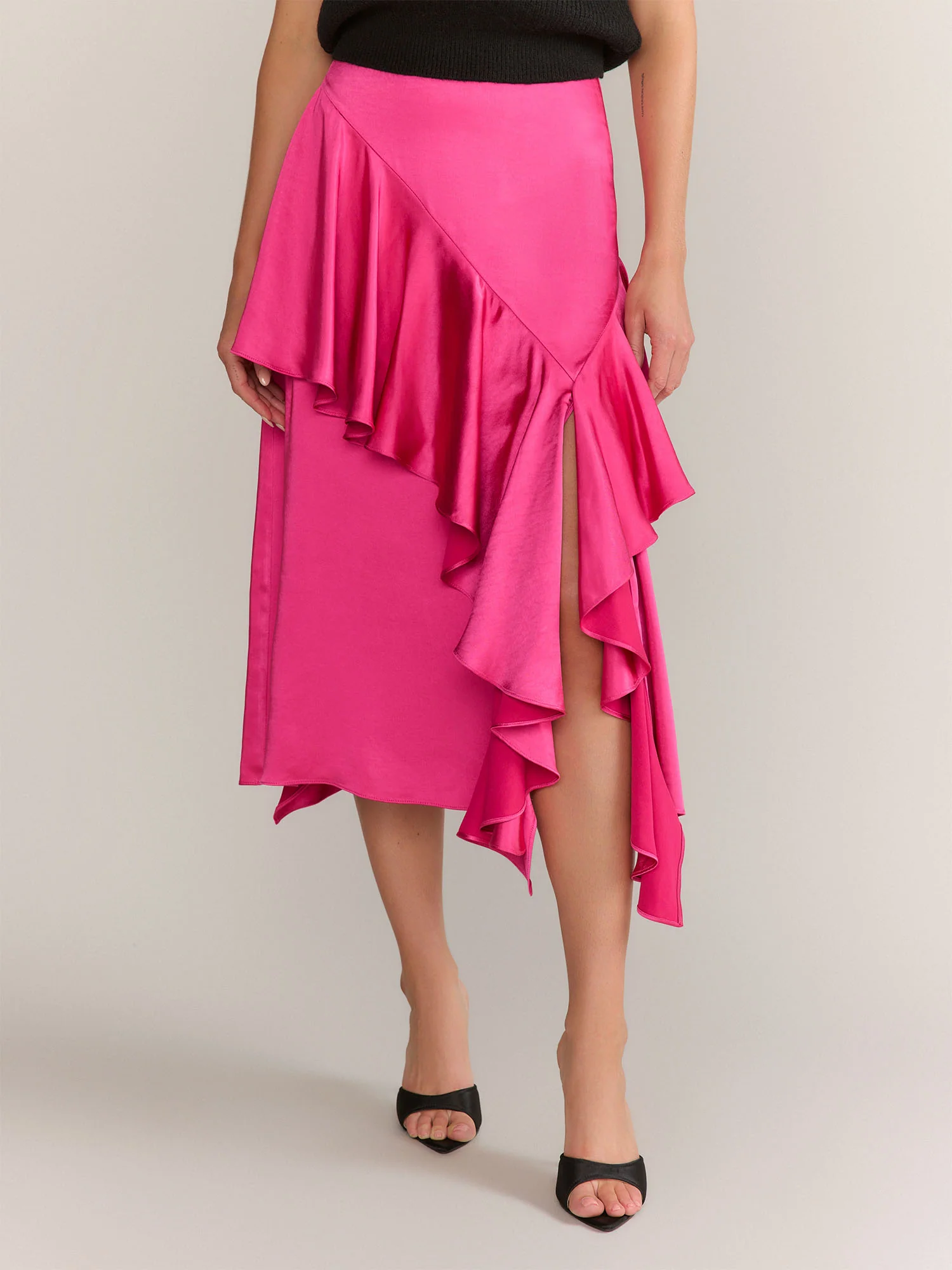 Endless Rose Satin Waterfall Midi Skirt - Brands We Love - Image 5