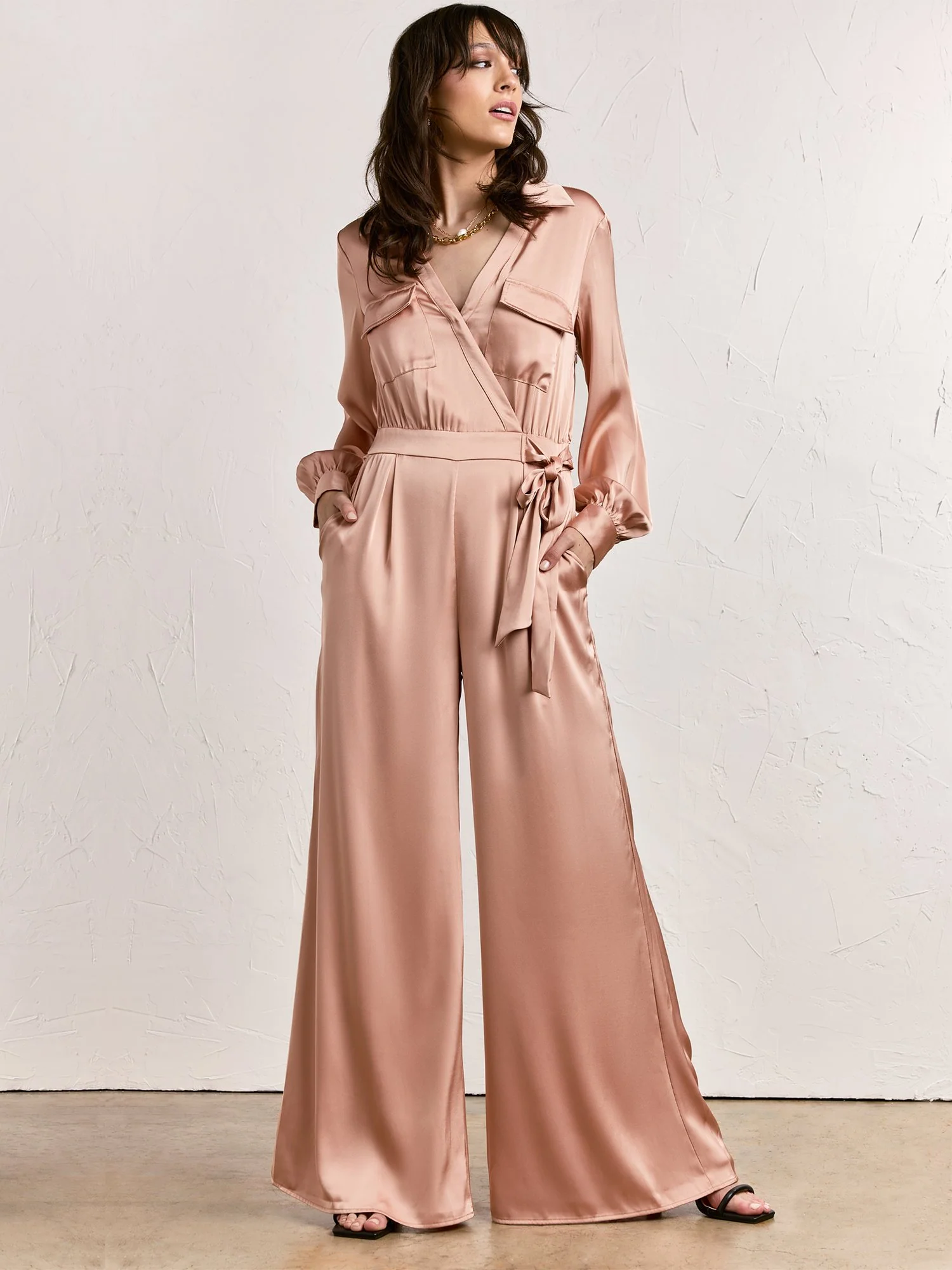 Strut & Bolt Satin Wrap Wide Leg Jumpsuit - Brands We Love - Image 7