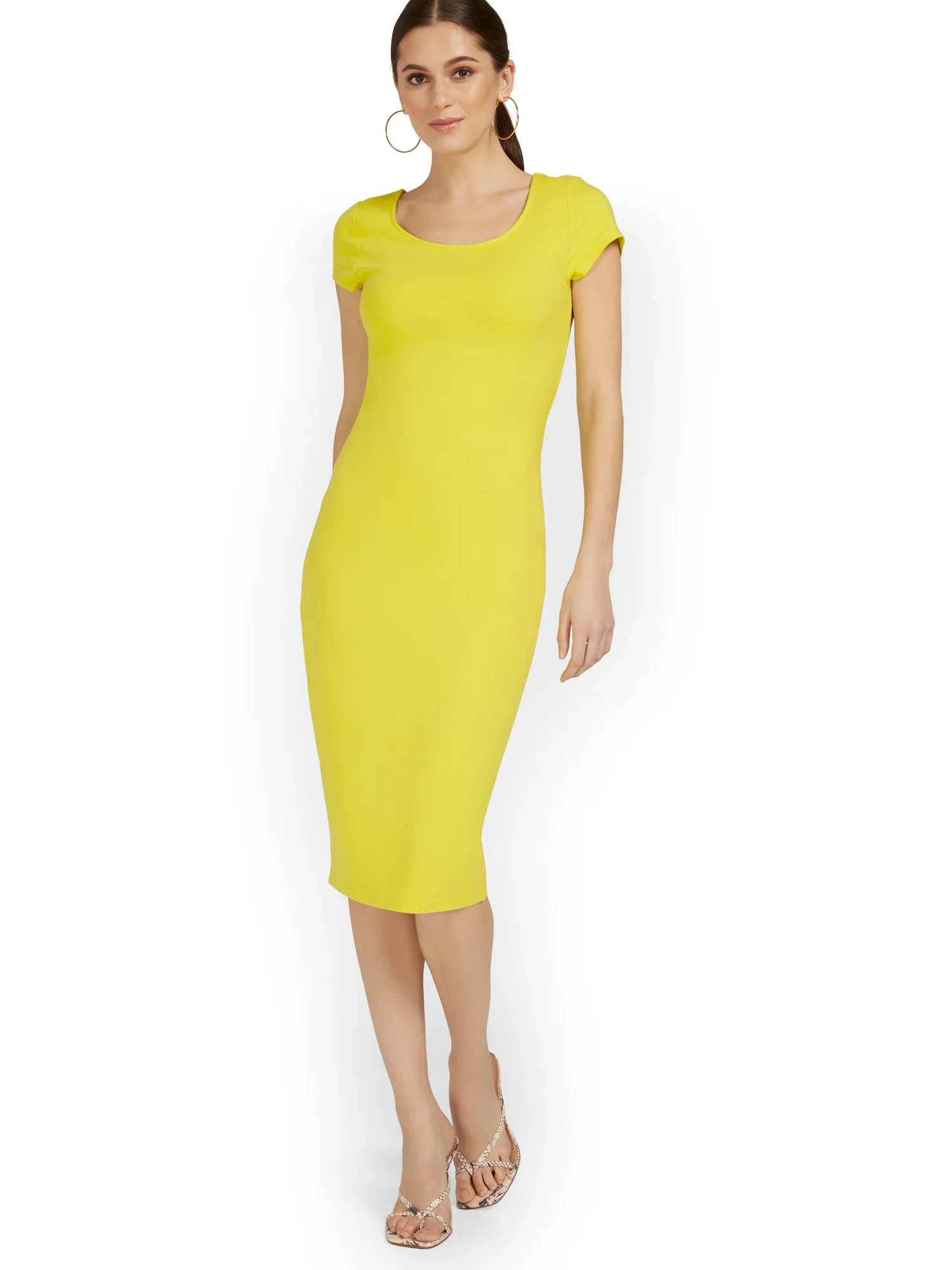 Scoopneck Cap-Sleeve Midi Dress - Everyday Collection - Image 15