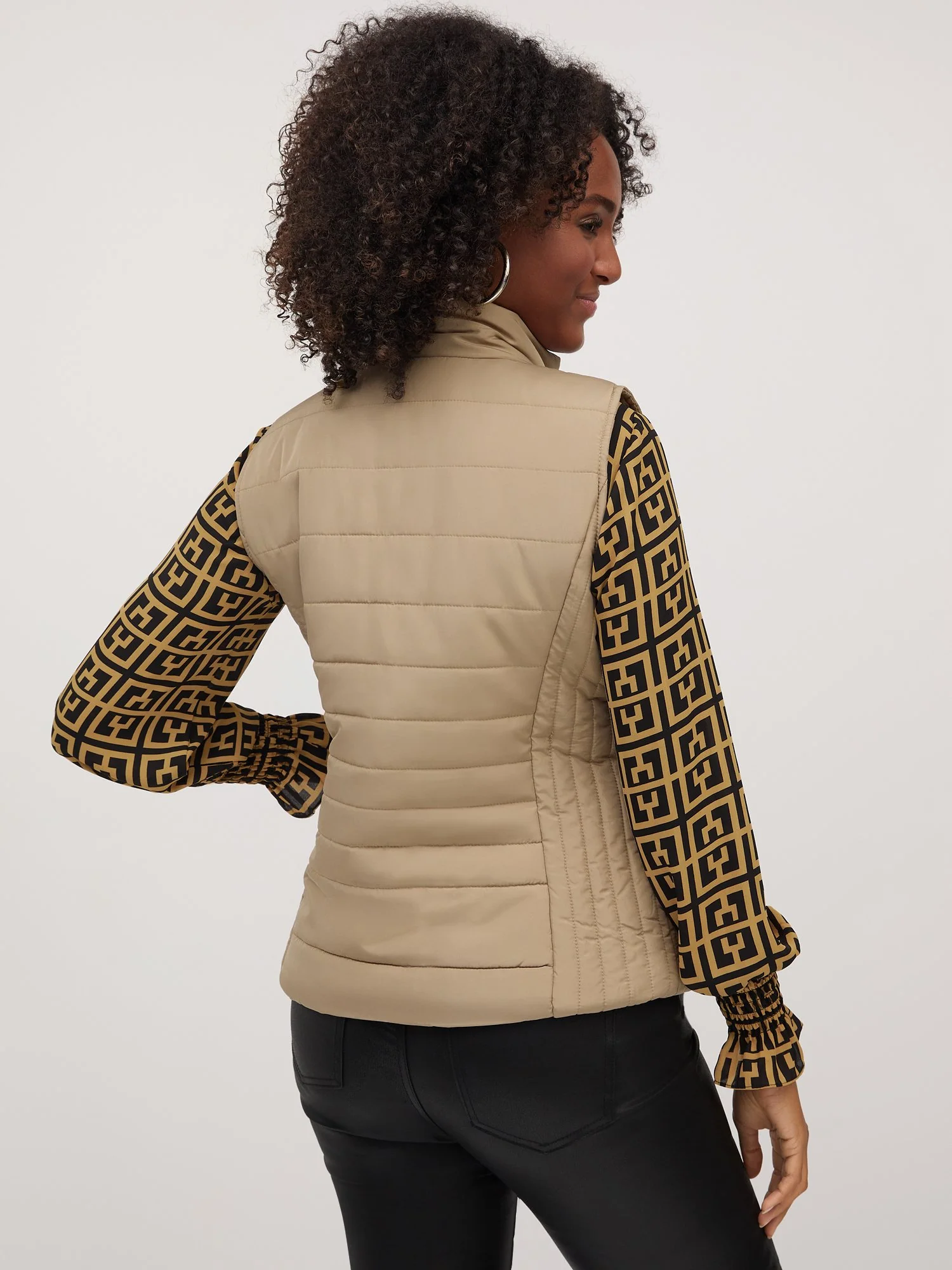 Seamed Zip-Up Puffer Vest - Image 11