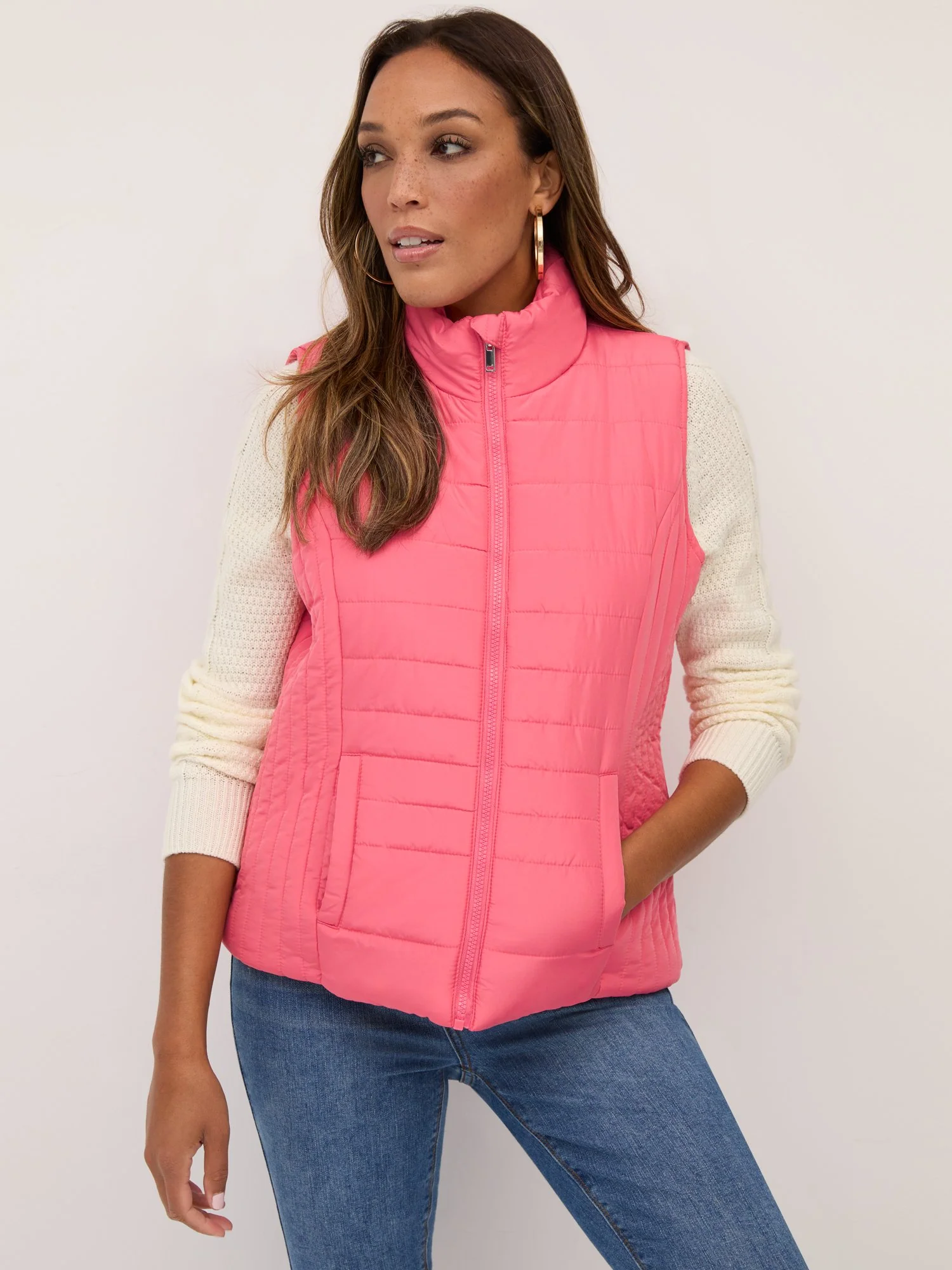 Seamed Zip-Up Puffer Vest - Image 19