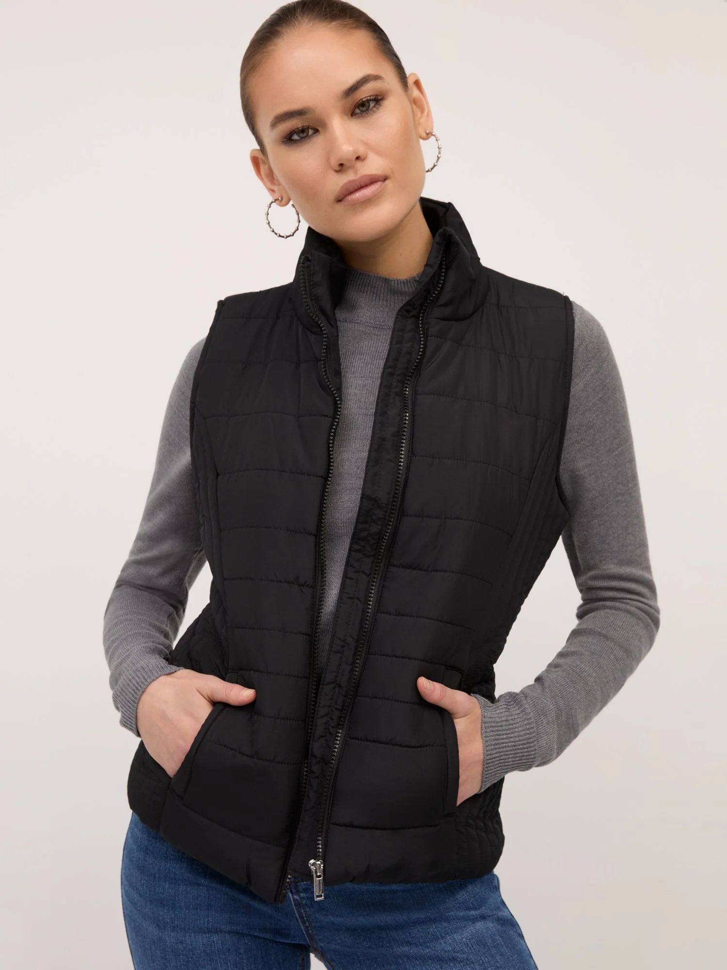 Seamed Zip-Up Puffer Vest - Image 2