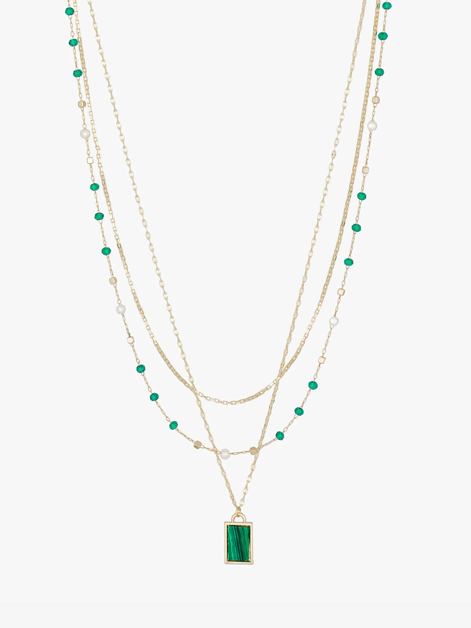 Semi Stone 3-Layer Necklace