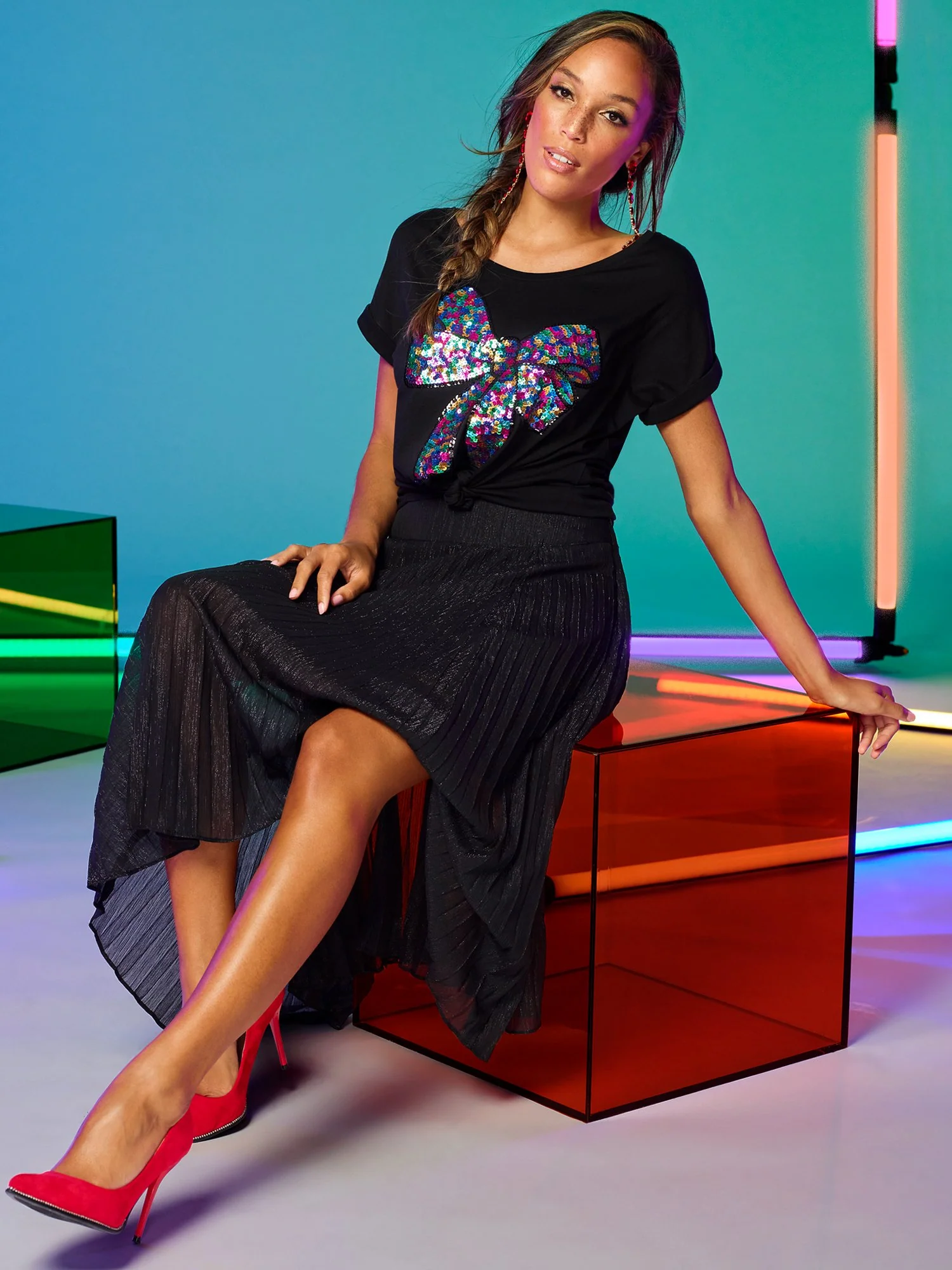 Sequin Bow Graphic Tee - Image 2