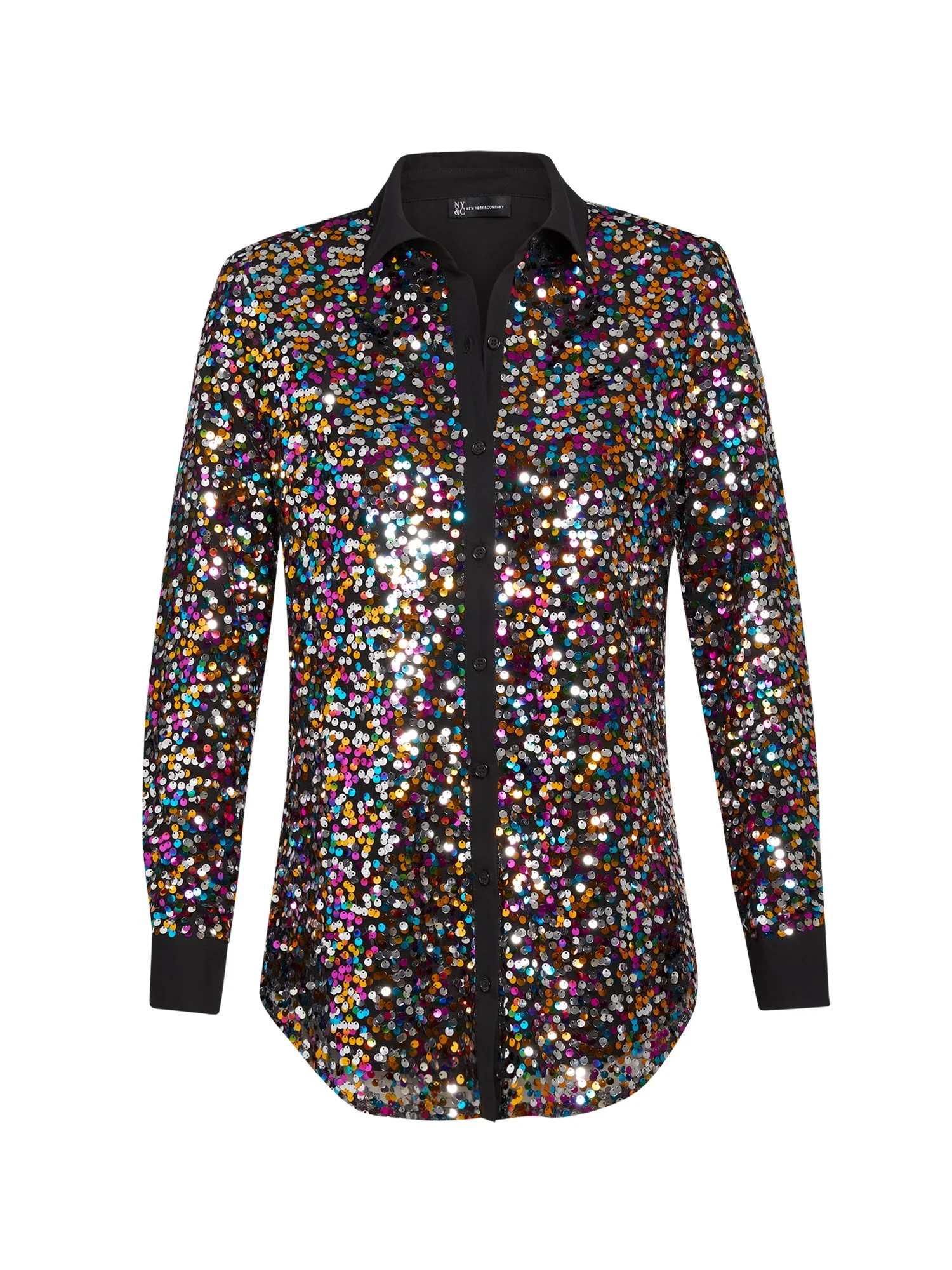 Sequin Button-Down Tunic Top - Image 3