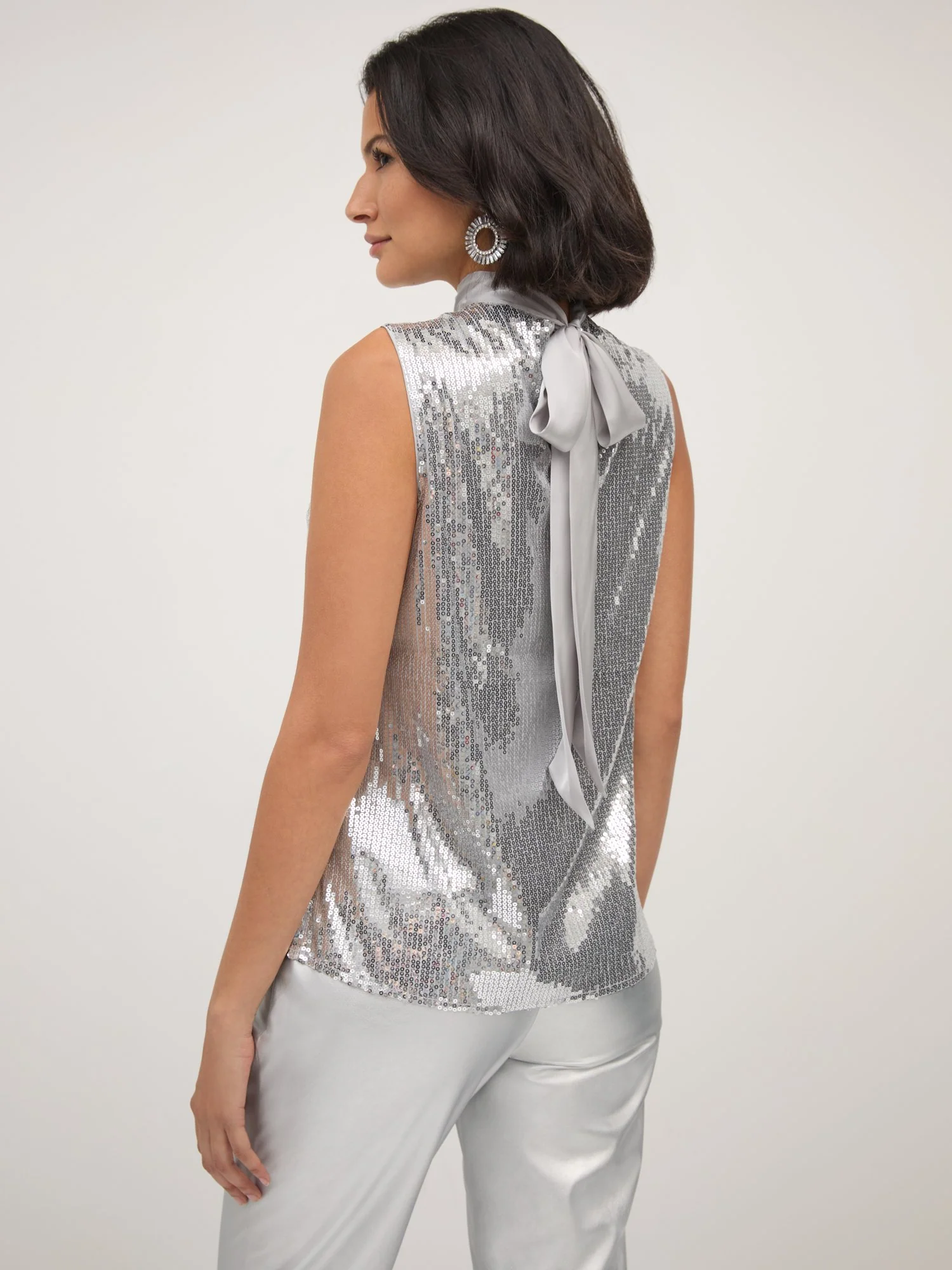 Sequin Cut-Out Sleeveless Blouse - Image 3