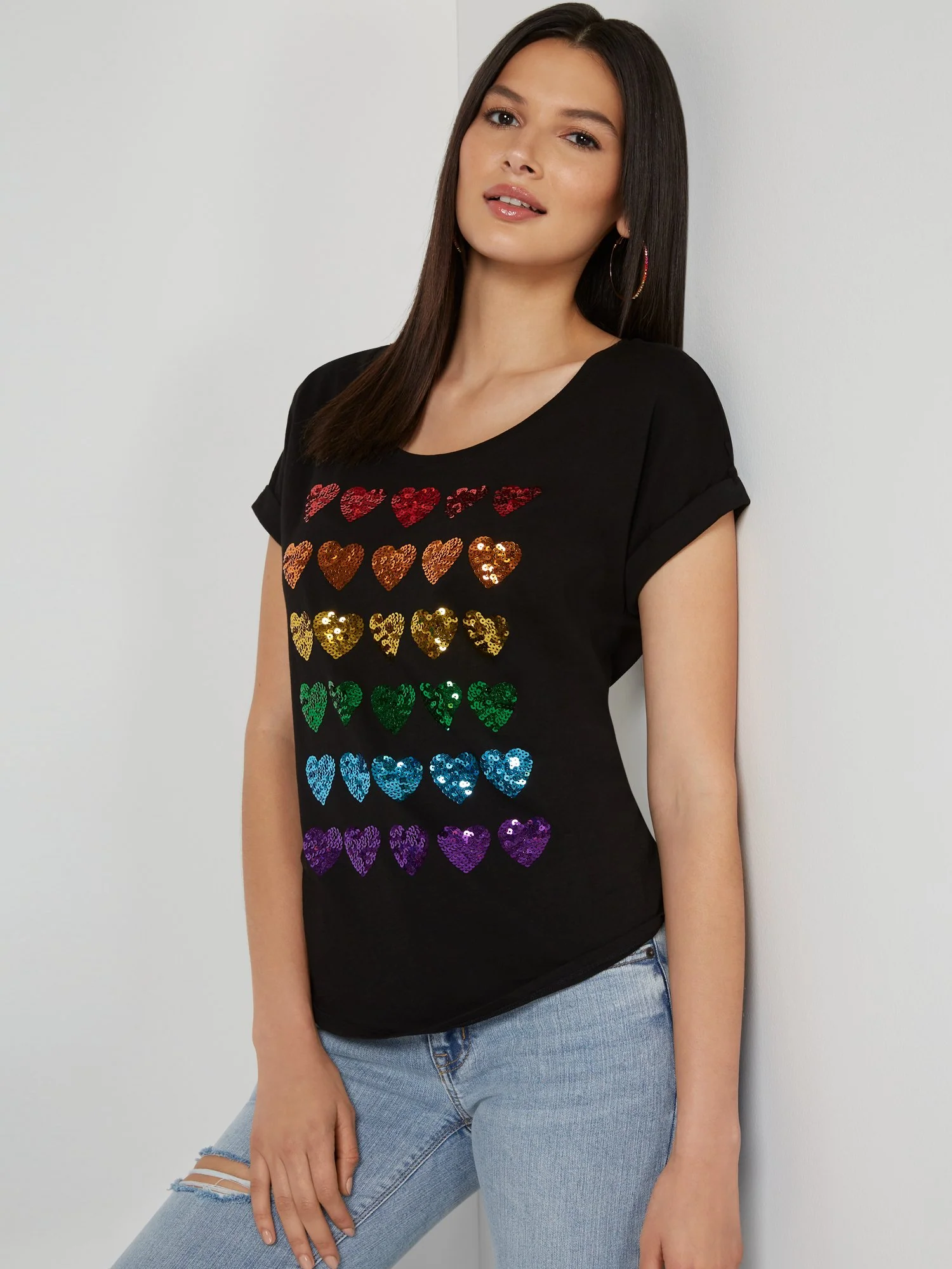 Sequin Heart Graphic Tee - Image 2