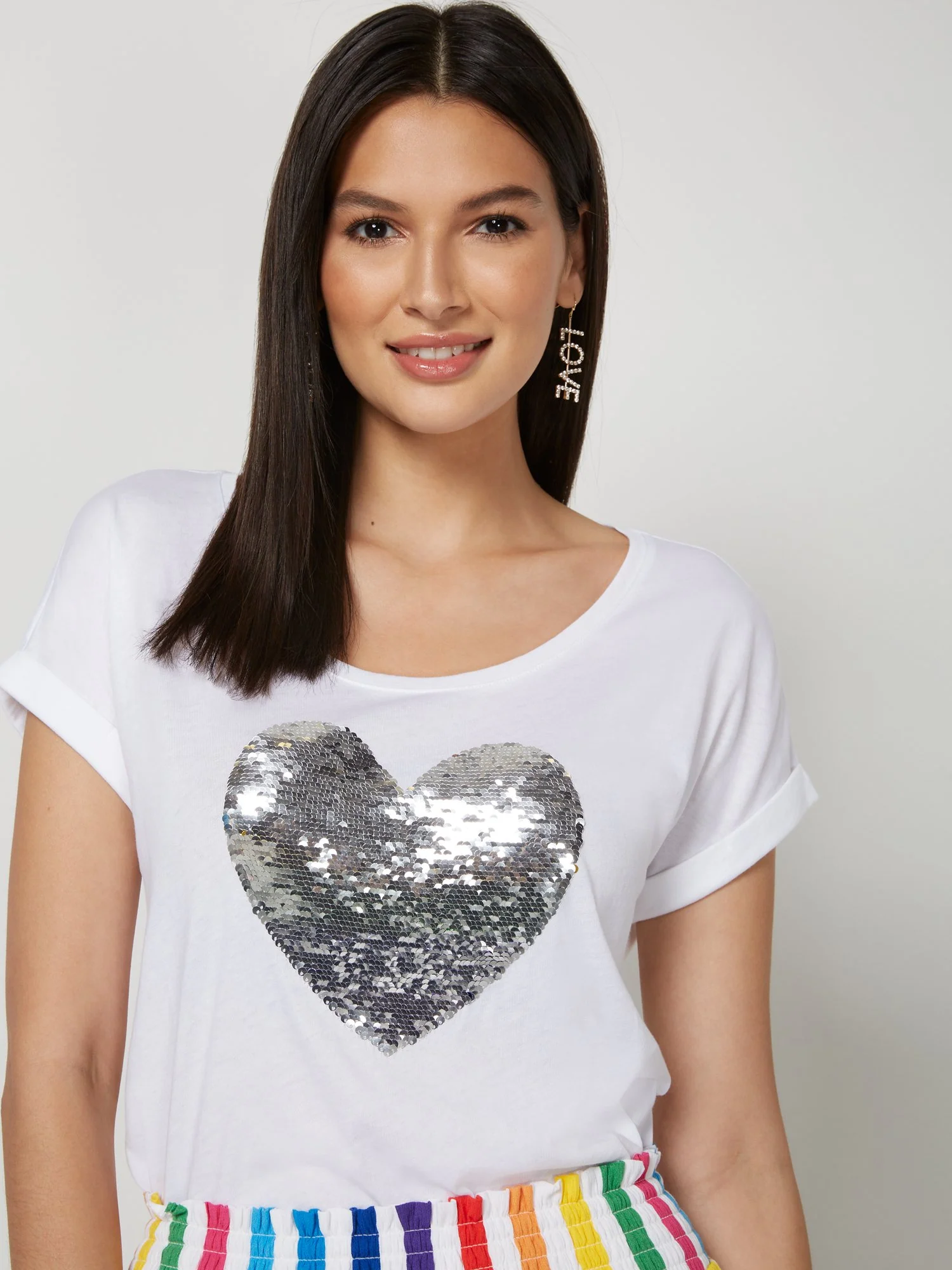 Sequin Heart Graphic Tee - Image 5