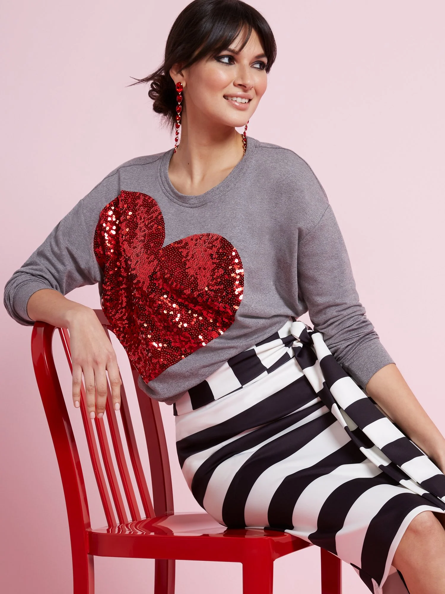 Sequin-Heart Sweatshirt - Image 2