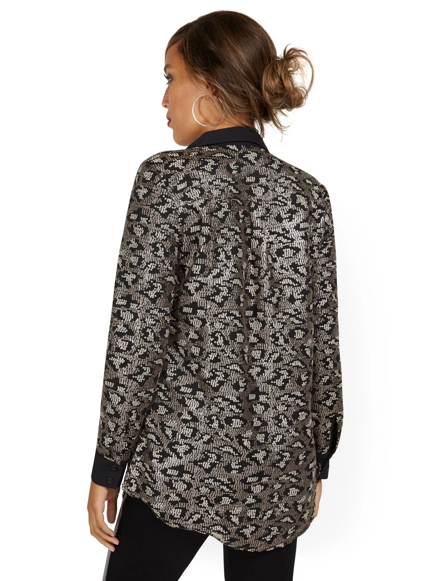 Sequin Leopard-Print Tunic Shirt - Image 3