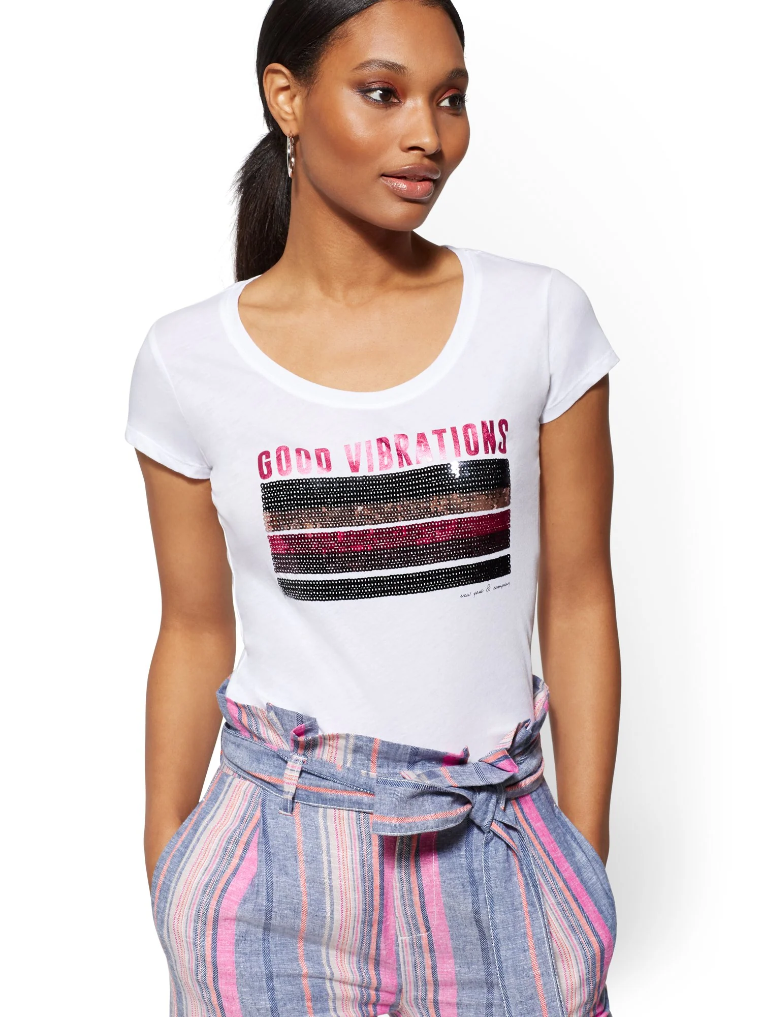 Sequin & Metallic-Foil 'Good Vibrations' Tee - Image 2