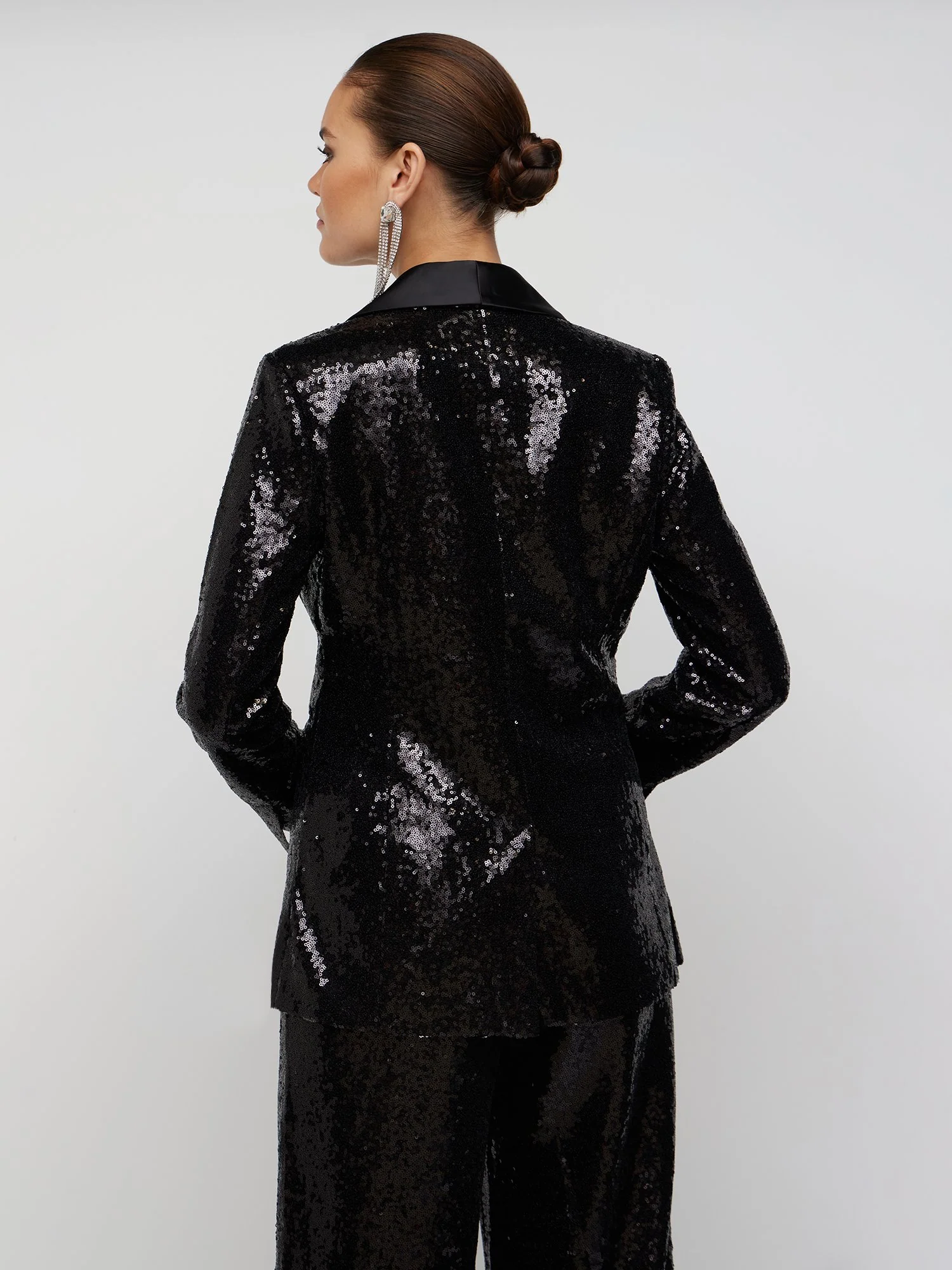 Sequin Satin-Lapel Blazer - Image 4